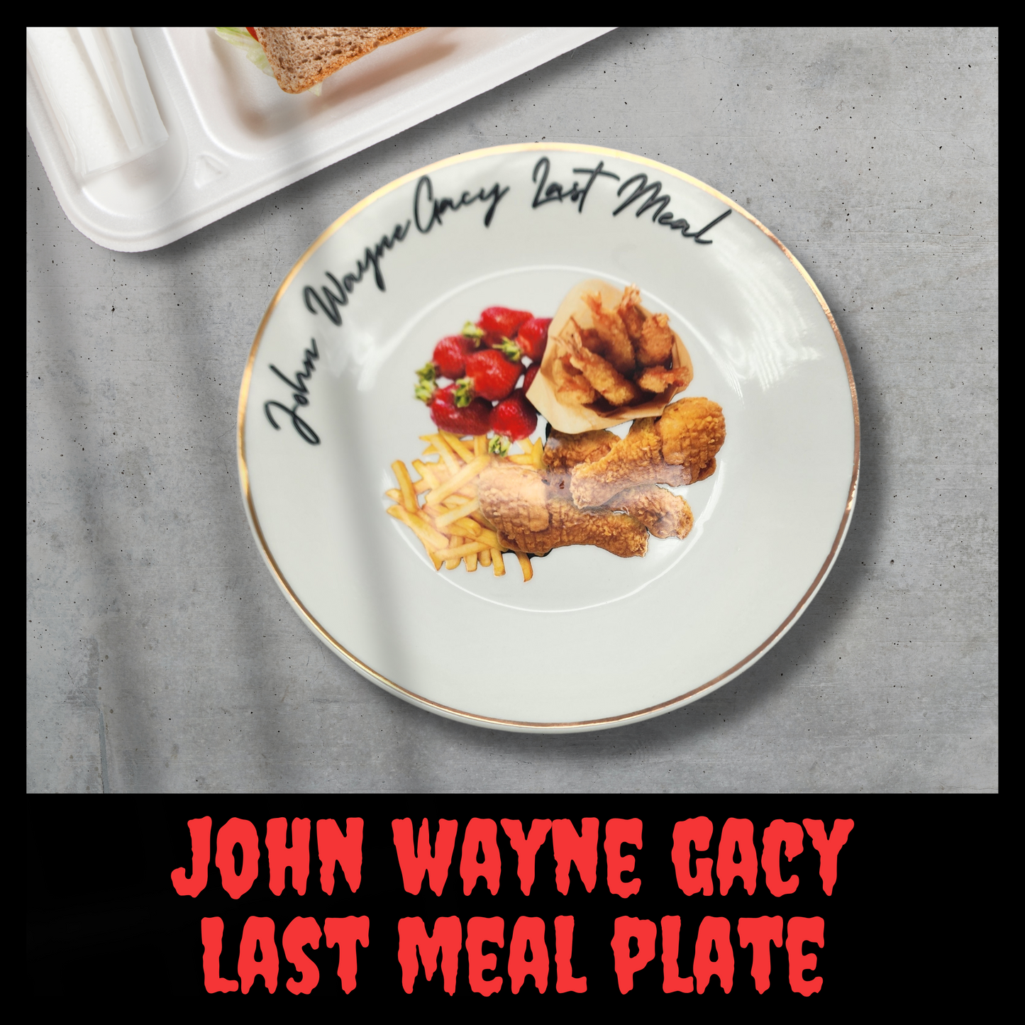 John Wayne Gacy Last Meal Plate true crime serial killer gift for her true crime home decor decorative plate gift for him horror dark gift