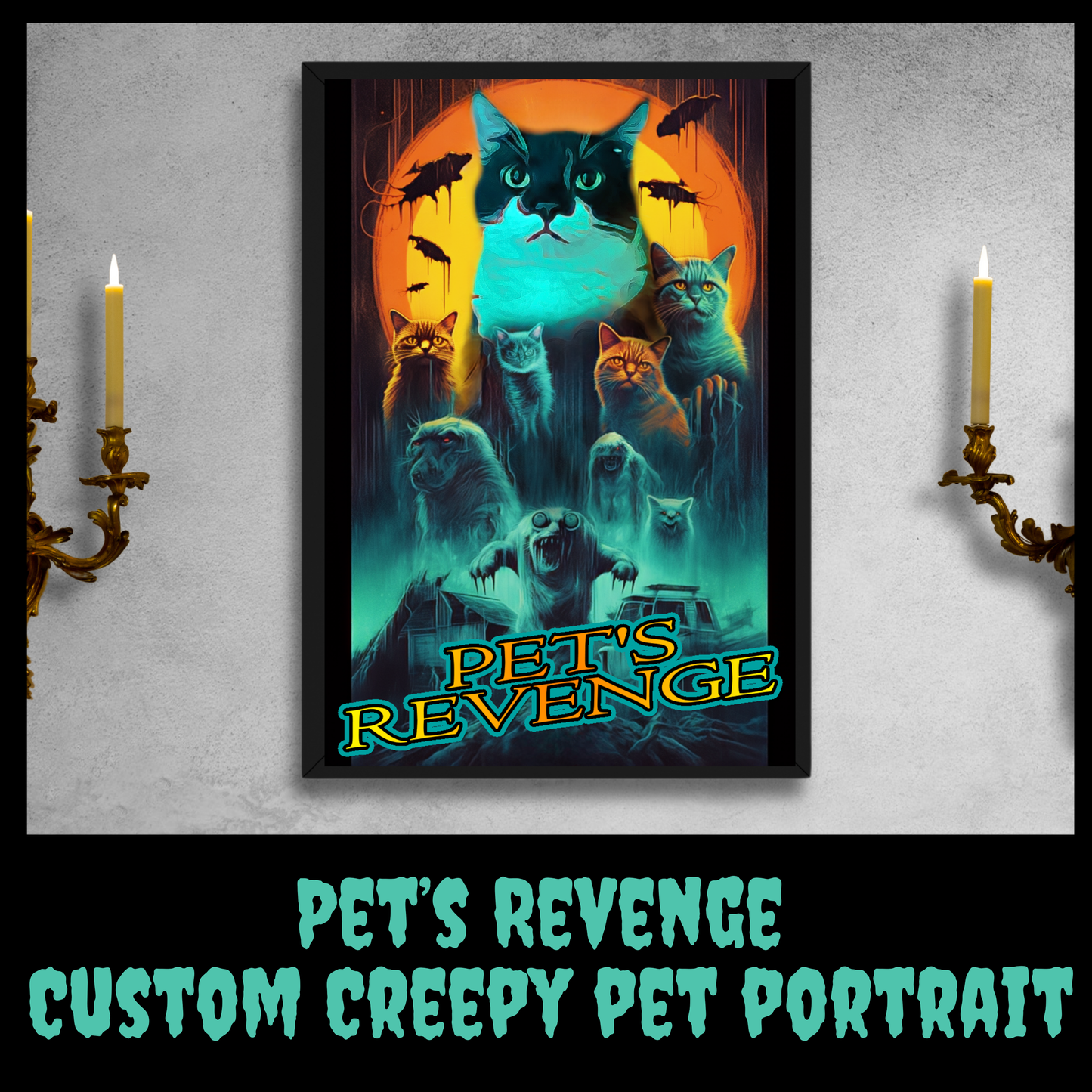 Pet's Revenge Custom Creepy Pet Portrait Personalized Alien Pet portrait digital download sci-fi pet portrait gift for her
