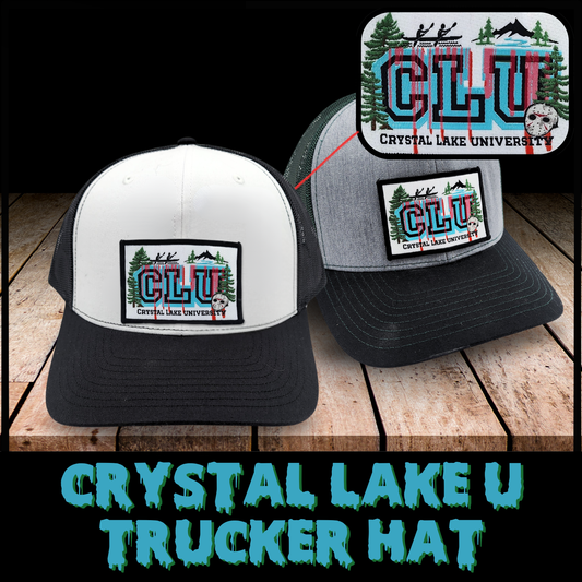 Crystal Lake University Trucker hat horror snapback hat for her Friday the 13th Jason Voorhees ballcap for him horror fan gift college trucker hat