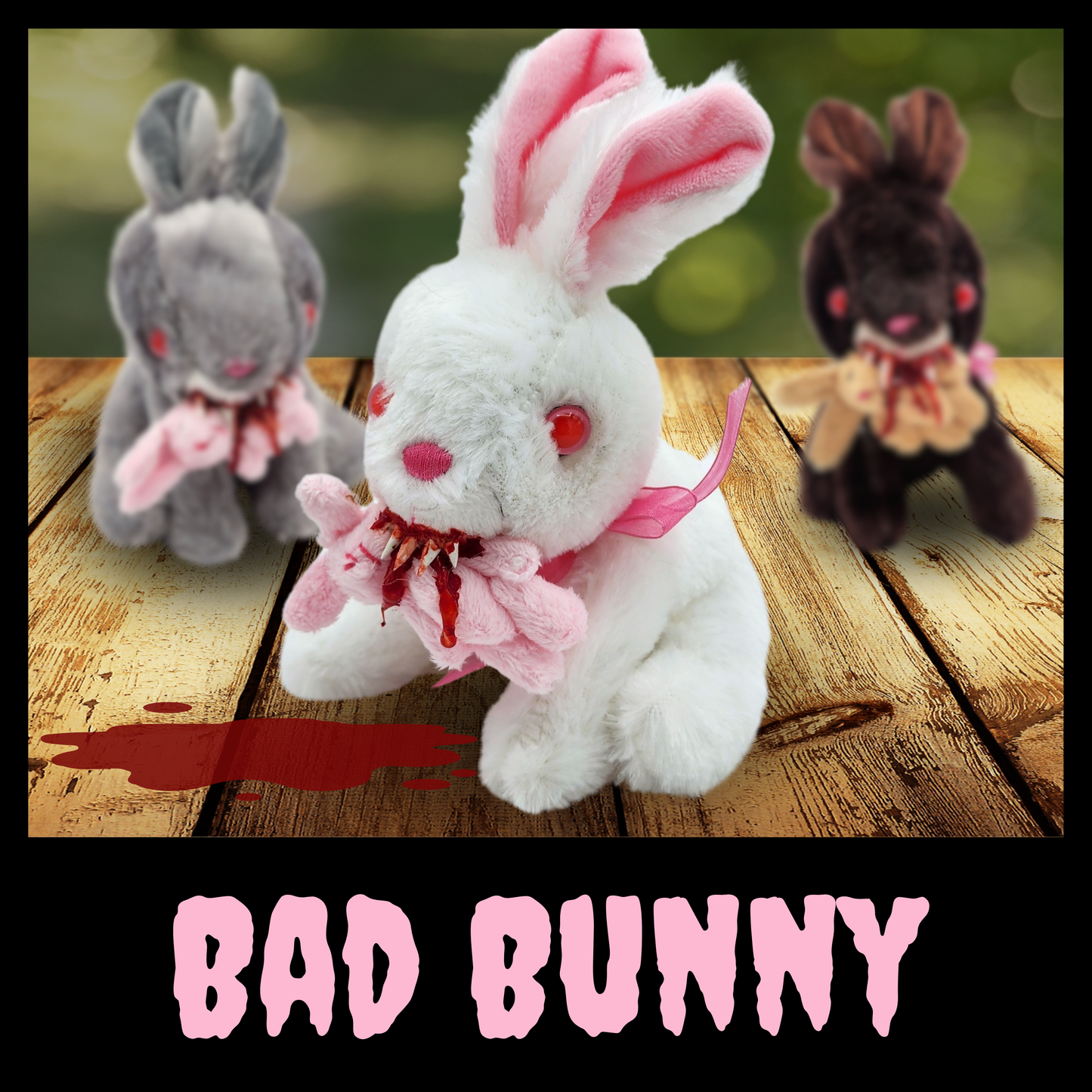 Bad Bunny Plush – Creepy Horror Rabbit Stuffed Animal, Cute Yet Sinister Bloodthirsty Bunny for Horror Fans & Unique Gifts