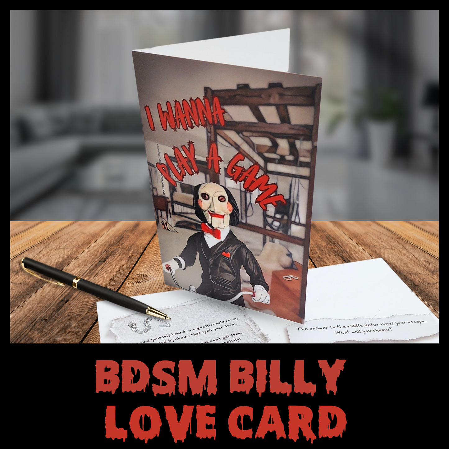 BDSM Billy Love card dark humor valentine card anniversary card for him dark humor love card sexy Horror Valentine Saw fan card for her