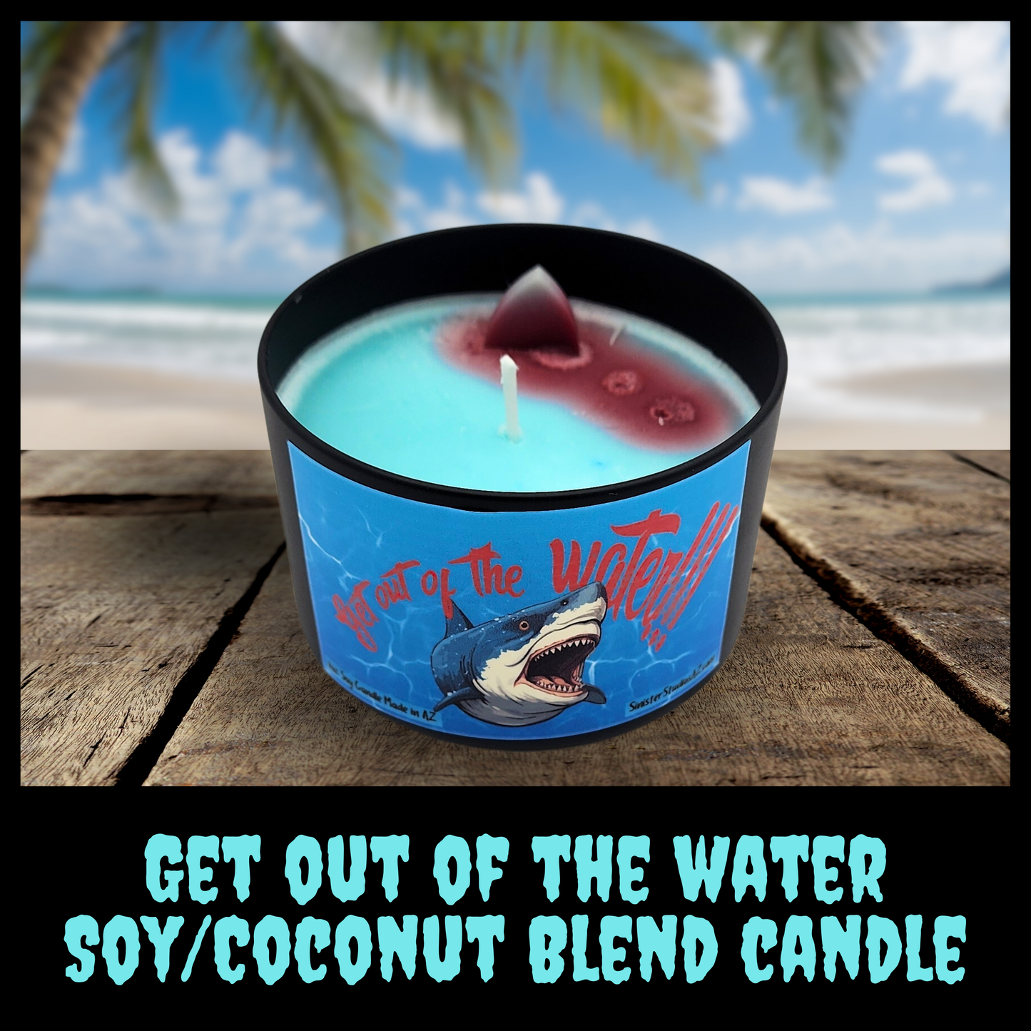 Get out of the Water candle coconut scented candle shark candle housewarming gift home decor gift for her beachy candle