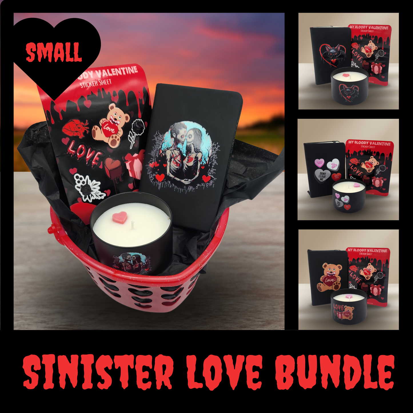 Sinister Love Bundle Valentine Gift Basket Gothic Valentine gift Horror love bundle Valentine gift basket for her