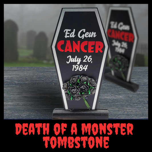 Death of a Monster Tombstone true crime serial killer gift for her true crime home decor gift for him horror dark gift