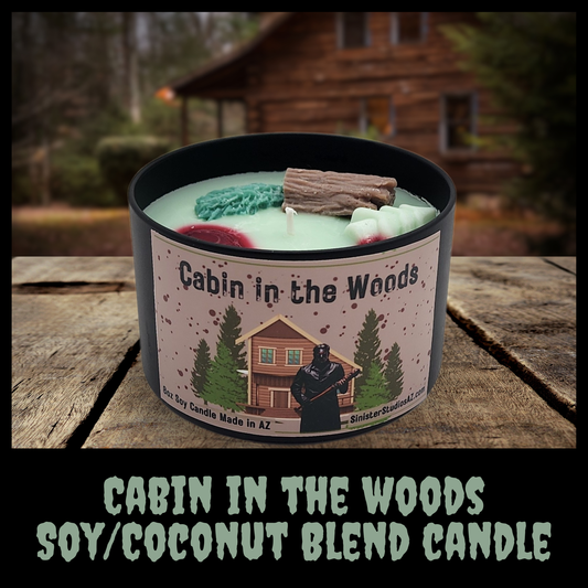 Cabin in the Woods Soy candle spooky candle gift creepy home decor gift for her birthday gift campfire candle for him pine tree scented soy candle