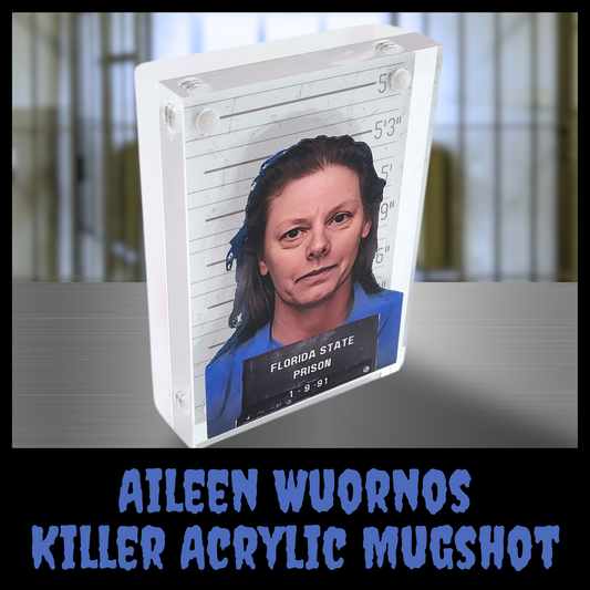 Aileen Wuornos Acrylic Mugshot Decor – True Crime Serial Killer Collectible, Dark Aesthetic Desk or Shelf Display for Horror & Crime Enthusiasts