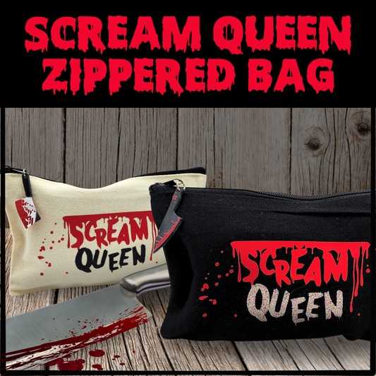 Scream Queen Zippered Pouch | Horror Makeup Bag | Gothic Travel Case for Toiletries & Essentials