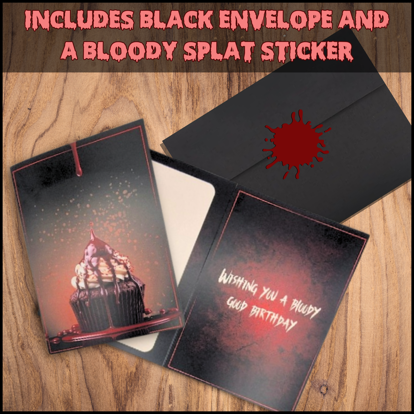 Bloody Good birthday card gory bday card gift cupcake birthday card for him bloody handprint birthday card for her gore bday card