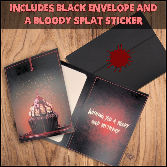 Bloody Good birthday card gory bday card gift cupcake birthday card for him bloody handprint birthday card for her gore bday card