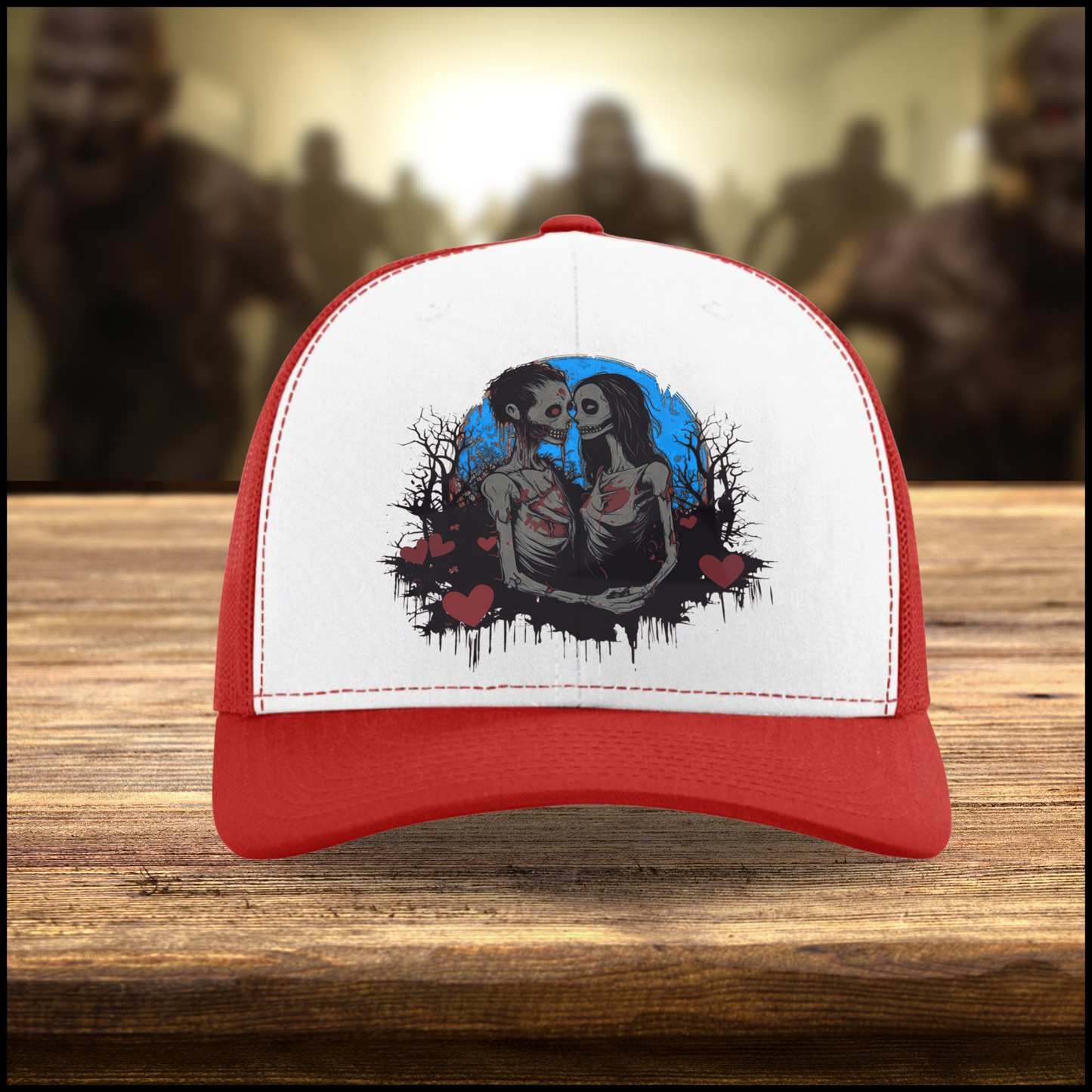 Zombie Love Trucker hat zombie snapback hat for her zombie horror ballcap for him zombie gift trucker hat
