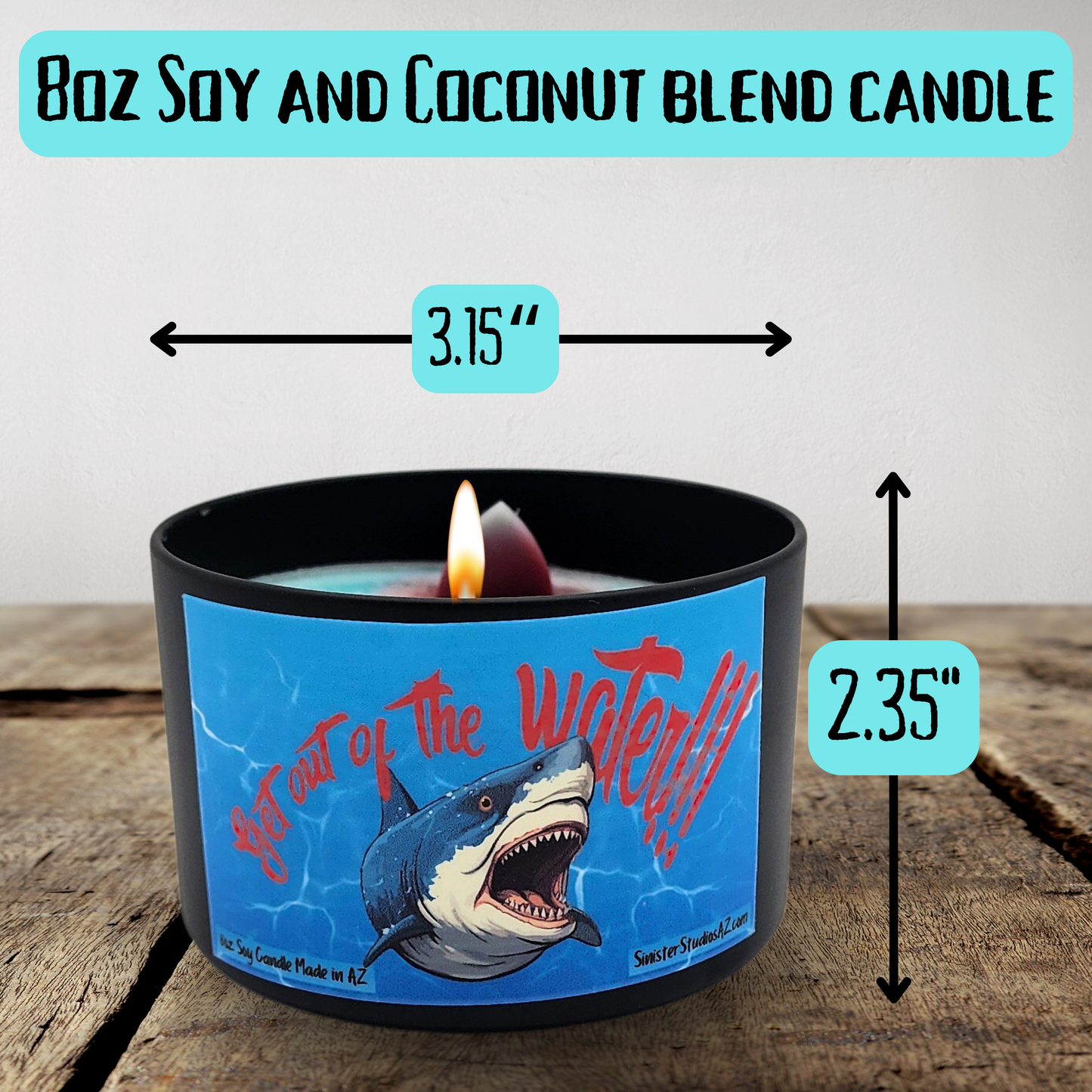 Get out of the Water candle coconut scented candle shark candle housewarming gift home decor gift for her beachy candle