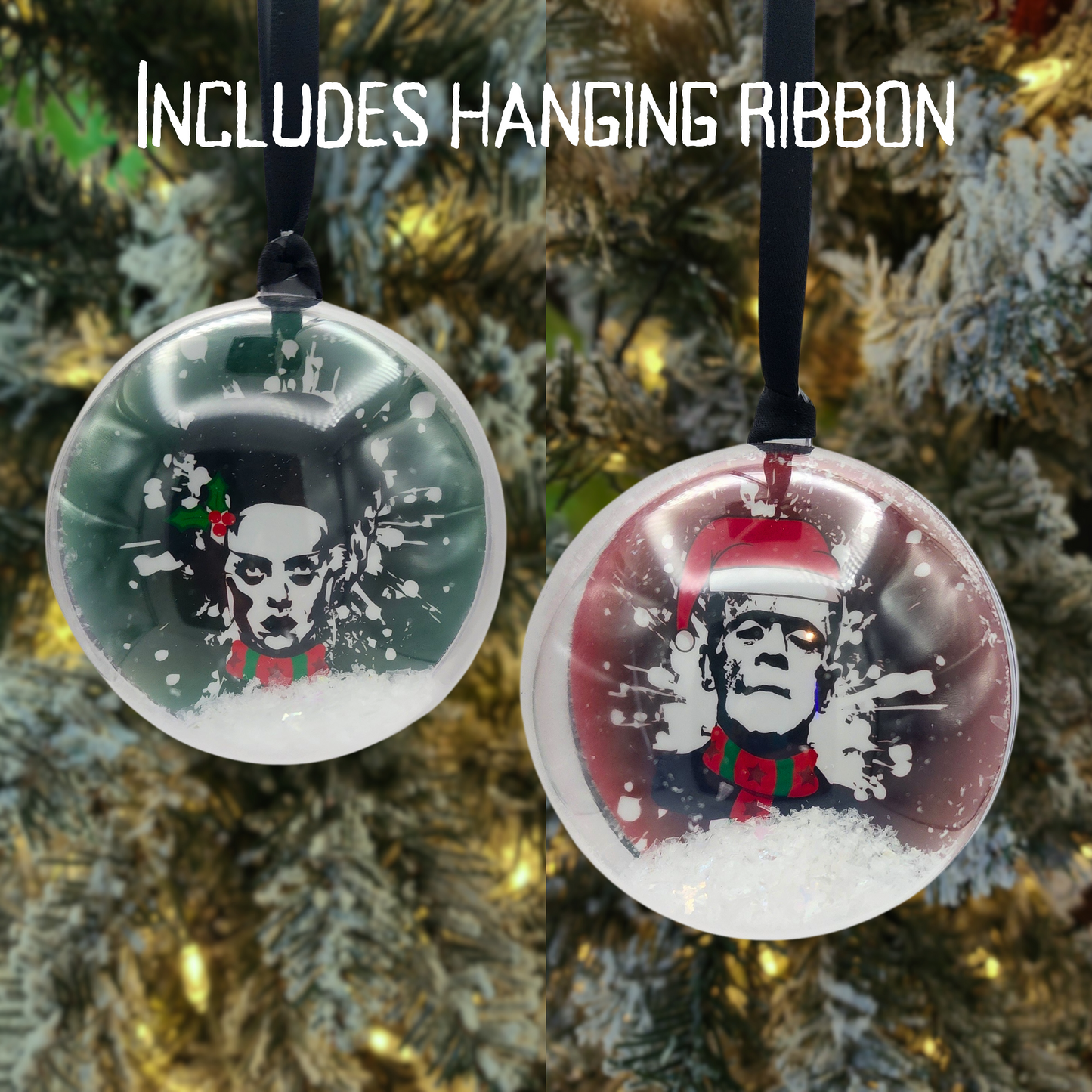 Frank & Bride Ornament Creepmas Ornament Gothic Christmas Ornament punk rock holiday decor horror ornament gift for Frankenstein fan