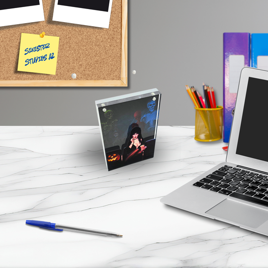 Mistress of the Dark 3D Effect Acrylic Horror Decor, Elvira Inspired Layered Acrylic Art, Gothic Desk Display with Light Base Option