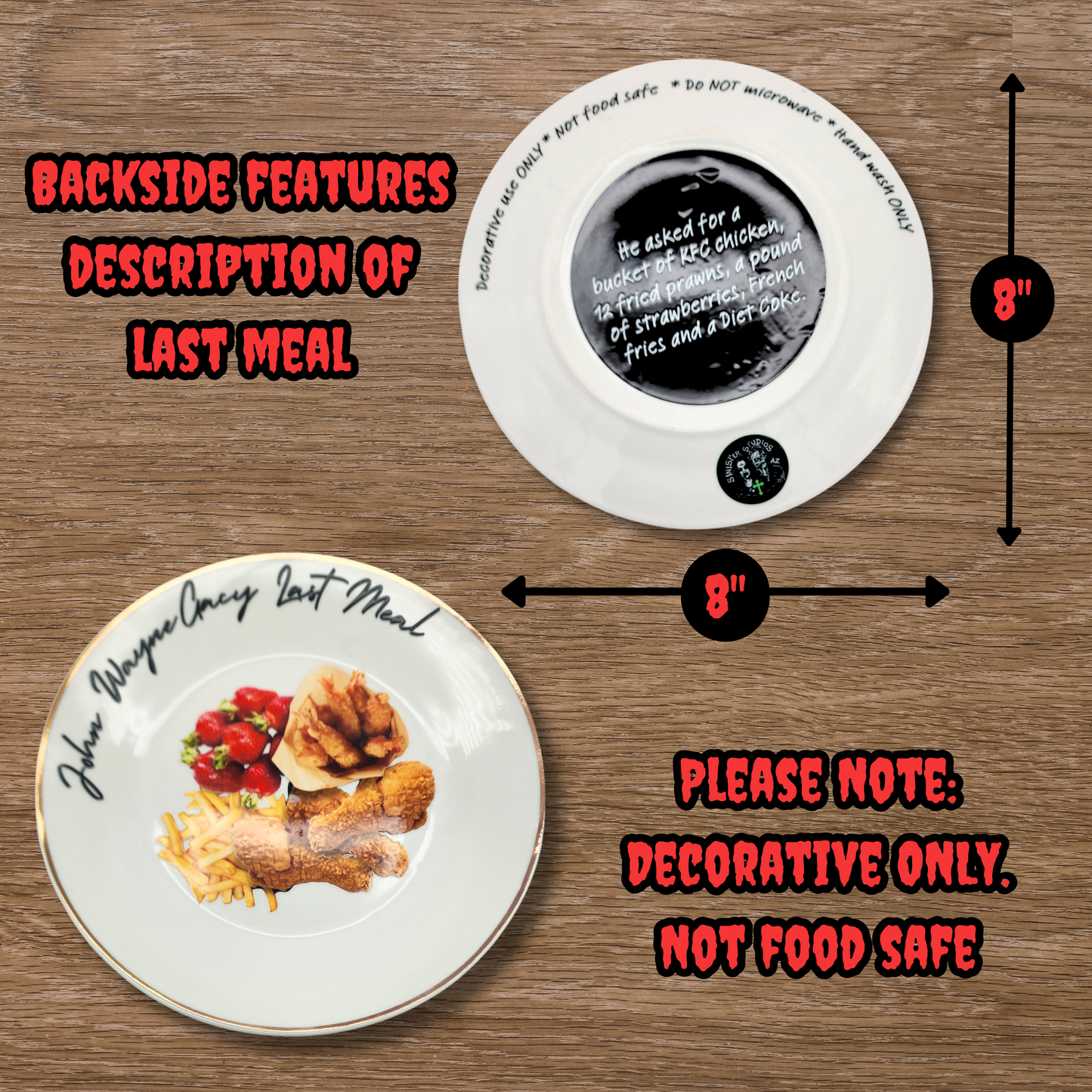 John Wayne Gacy Last Meal Plate true crime serial killer gift for her true crime home decor decorative plate gift for him horror dark gift