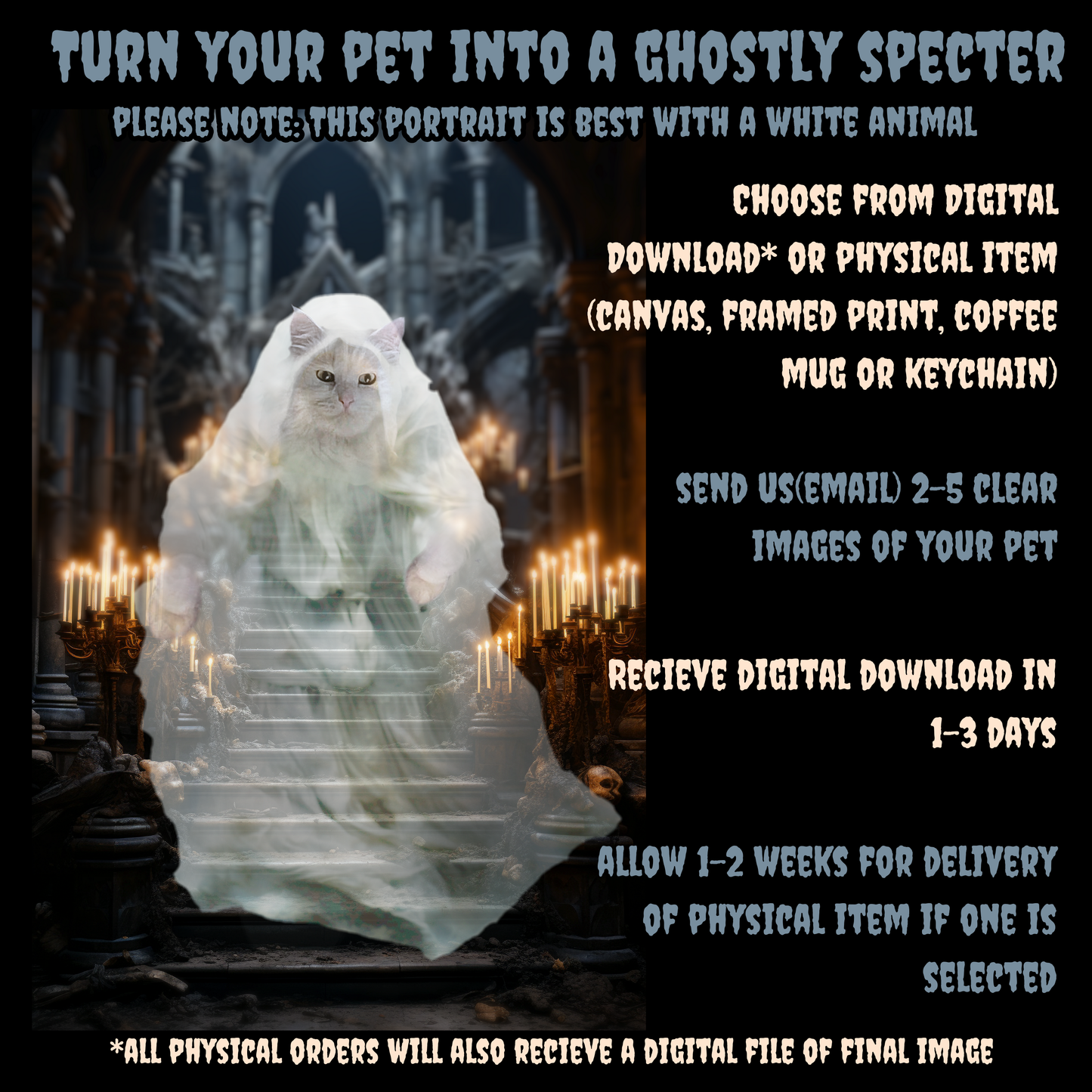 The Specter Custom Creepy Pet Portrait Personalized Pet portrait digital download ghost pet portrait gift for her