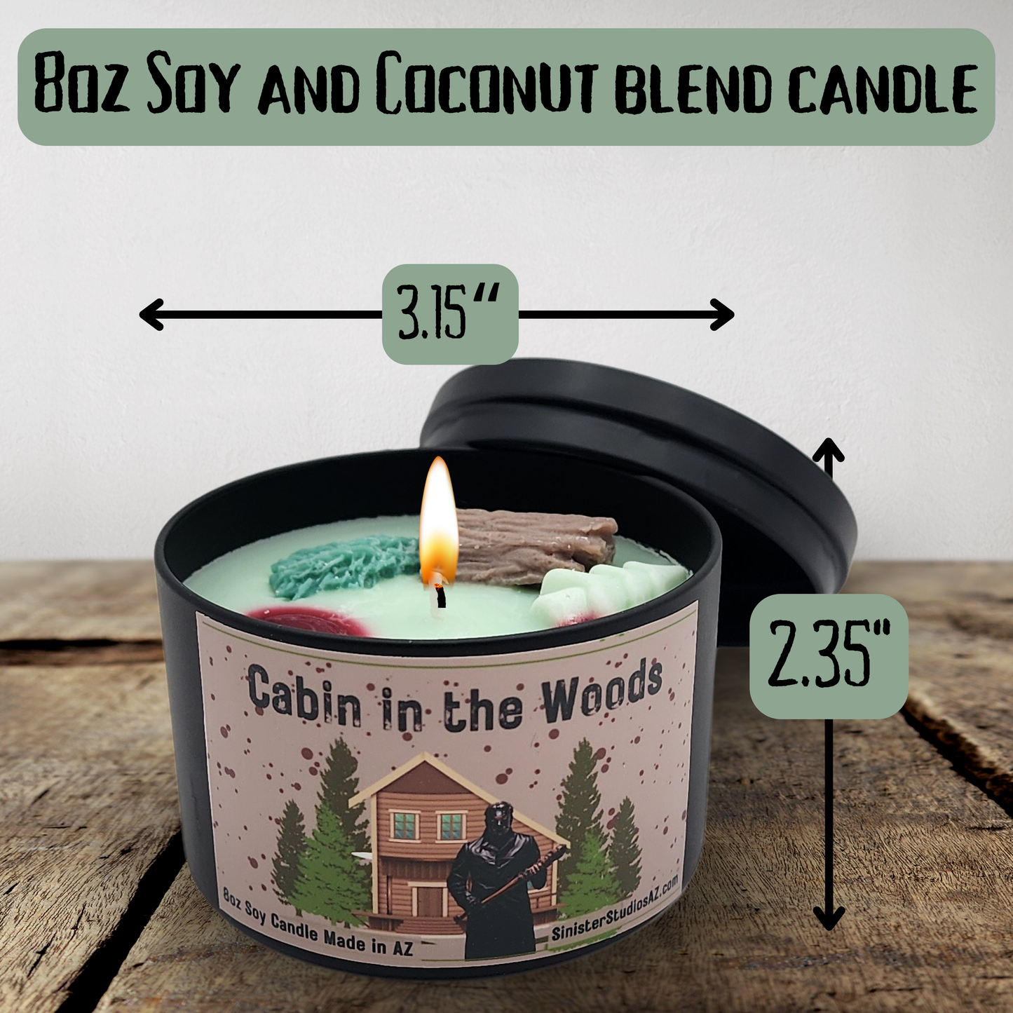 Cabin in the Woods Soy candle spooky candle gift creepy home decor gift for her birthday gift campfire candle for him pine tree scented soy candle