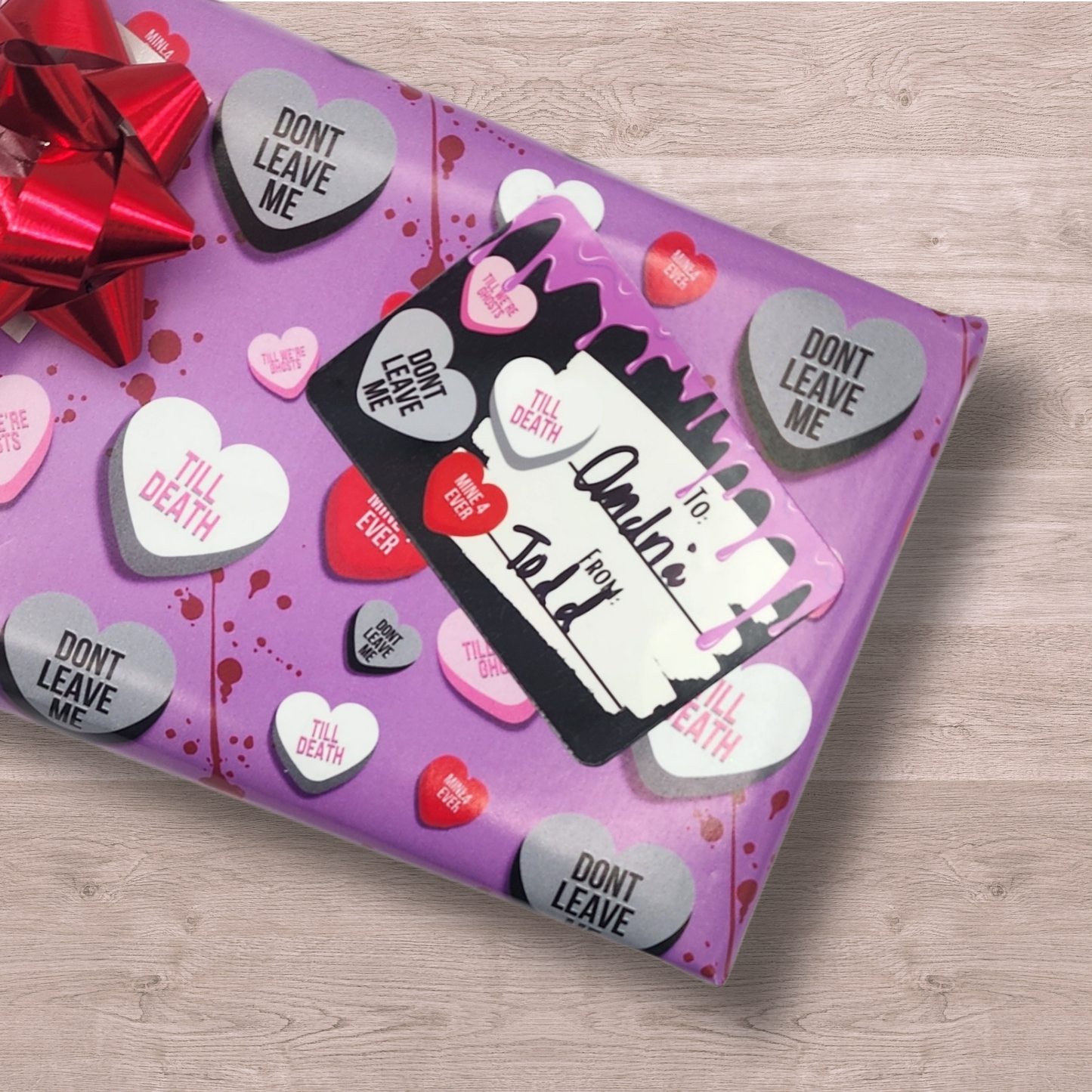 Sinister Candy Heart Gift Tags Valentines gift Anniversary heart gift tags macabre love hearts gift wrap tags punk valentines gift