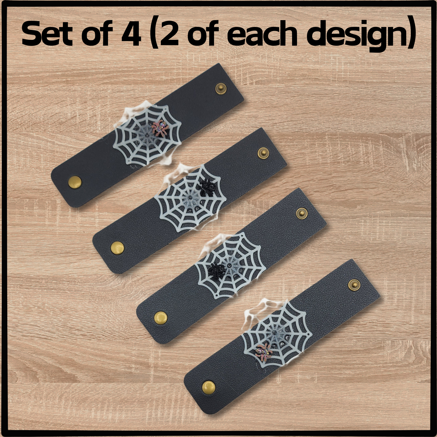 Spider Web Faux leather napkin ring set, Spooky Decor, Halloween decor, Gothic decor, gothic napkin ring set, halloween napkin rings, housewarming gift