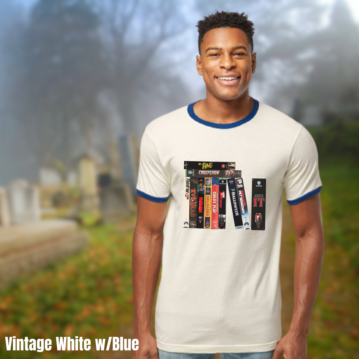 Retro Horror VHS Ringer Tee 80s horror tee gift for her horror fan ringer tee for him horror movie fan shirt