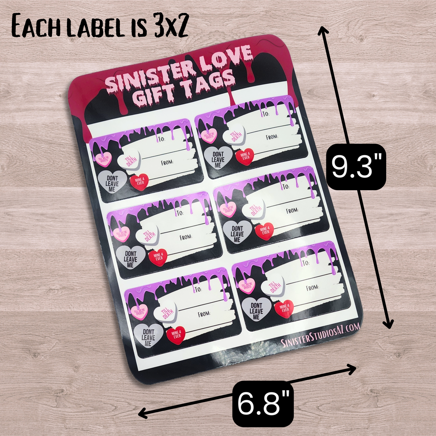 Sinister Candy Heart Gift Tags Valentines gift Anniversary heart gift tags macabre love hearts gift wrap tags punk valentines gift