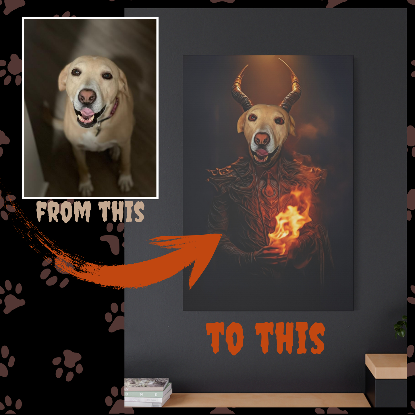 Lucifer Custom Creepy Pet Portrait Personalized Horror Pet portrait digital download creepy demon pet portrait gift for her
