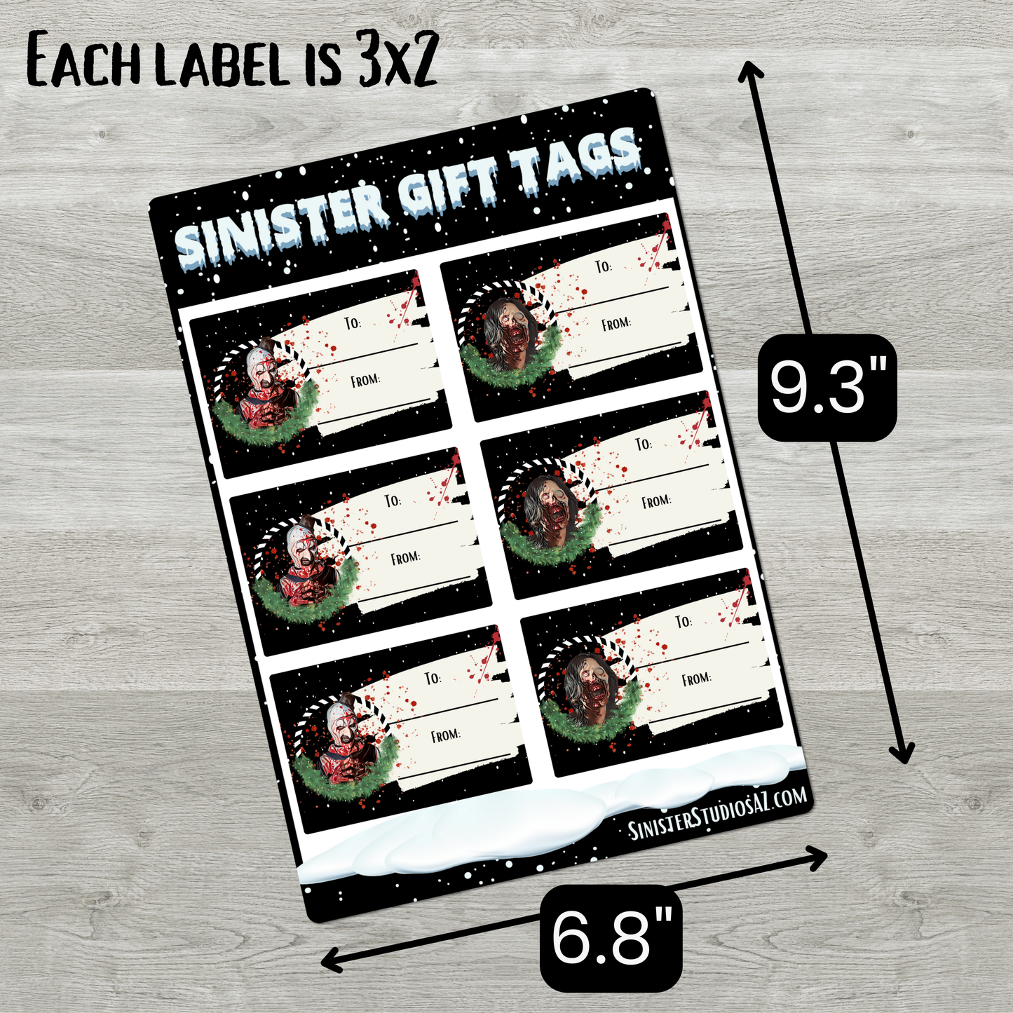 Art & Victoria Christmas Gift Tags Terrifier gift Horror gifttags creepy gothic gift scary birthday gift Art the clown gift gothic christmas Terrifier wrapping paper accessory