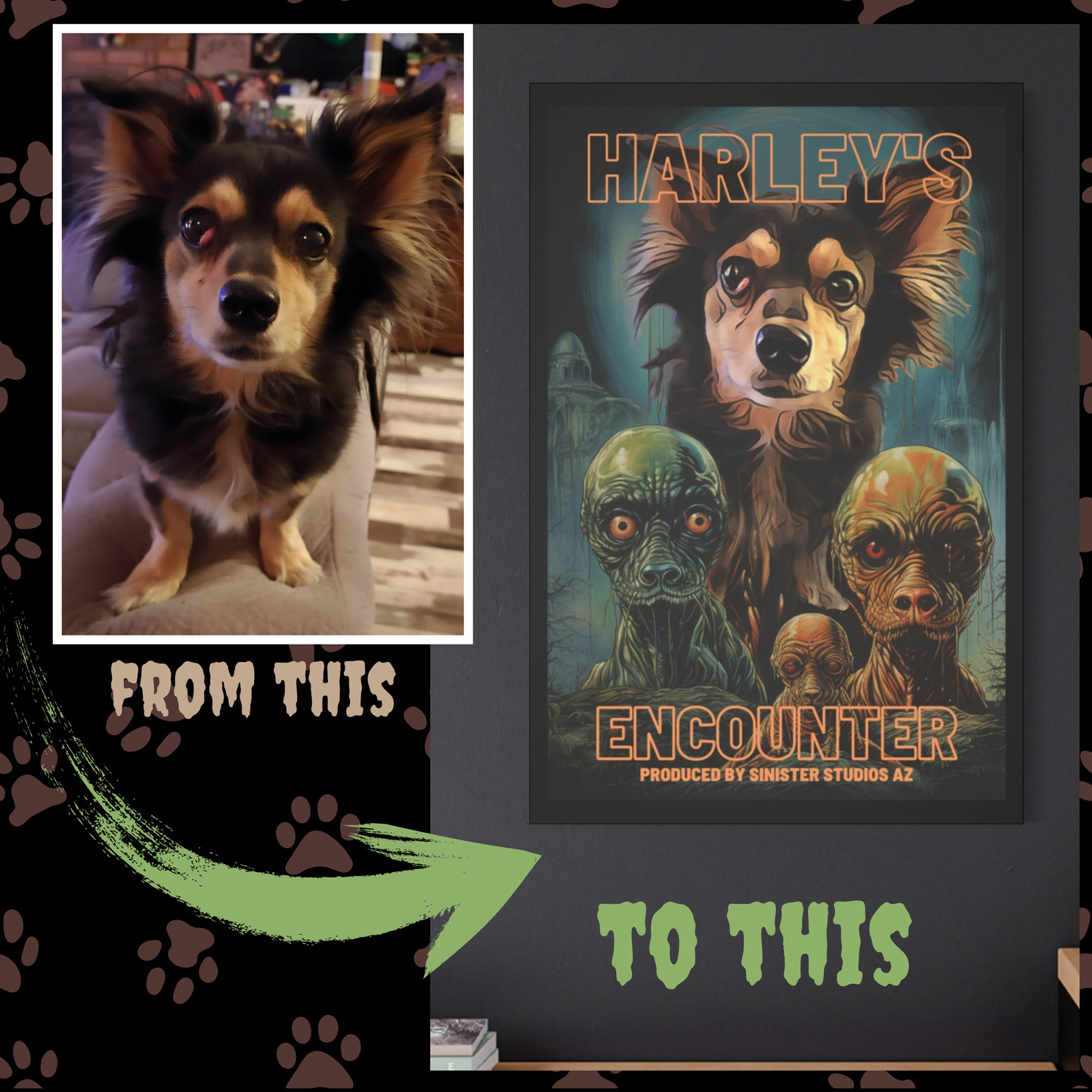 Alien Encounter Custom Creepy Pet Portrait Personalized Alien Pet portrait digital download sci-fi pet portrait gift for her