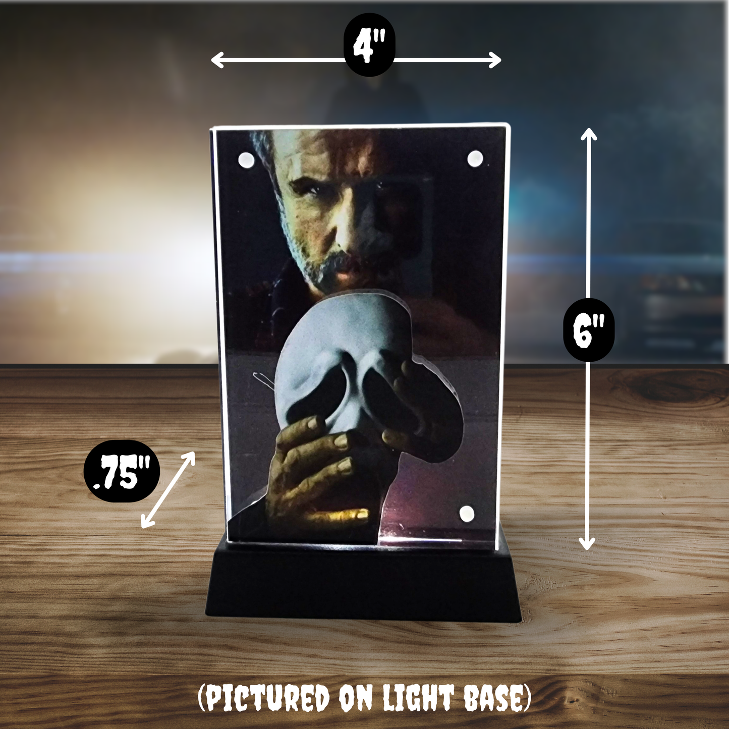 Dewey Ghostface 3D Effect Acrylic | Scream Franchise Horror Display | Layered Scene Art | Preserve Autographs | Light Base Option