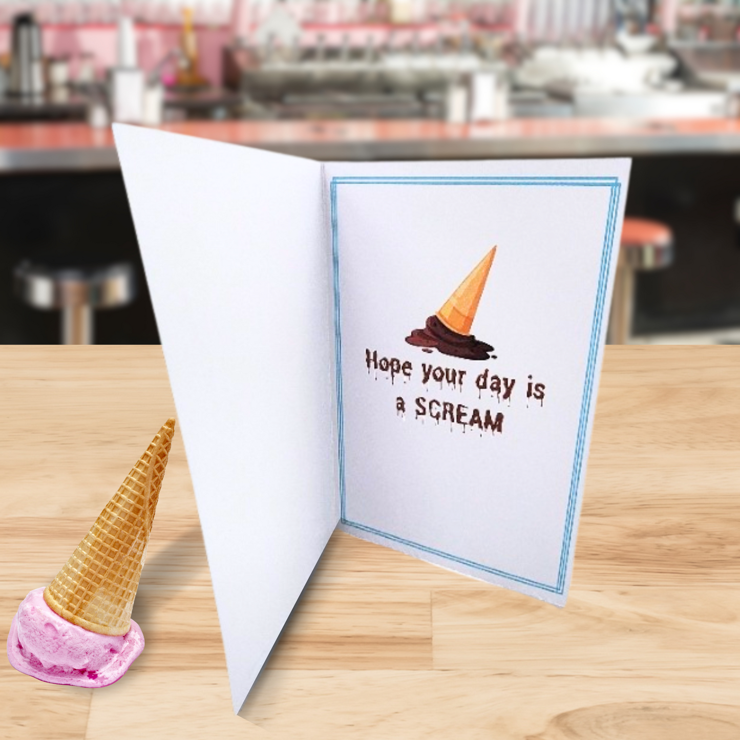 IceSCREAM birthday card creepy bday card for him scary icecream card for her Horror birthday card for her scary food art card bday gift
