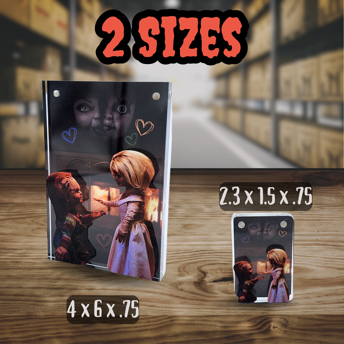 Chucky and Tiffany 3D effect Layered acrylic magnetic image Childsplay movie gift magnetic photo frame horror decor photo acrylic gift for horror fan