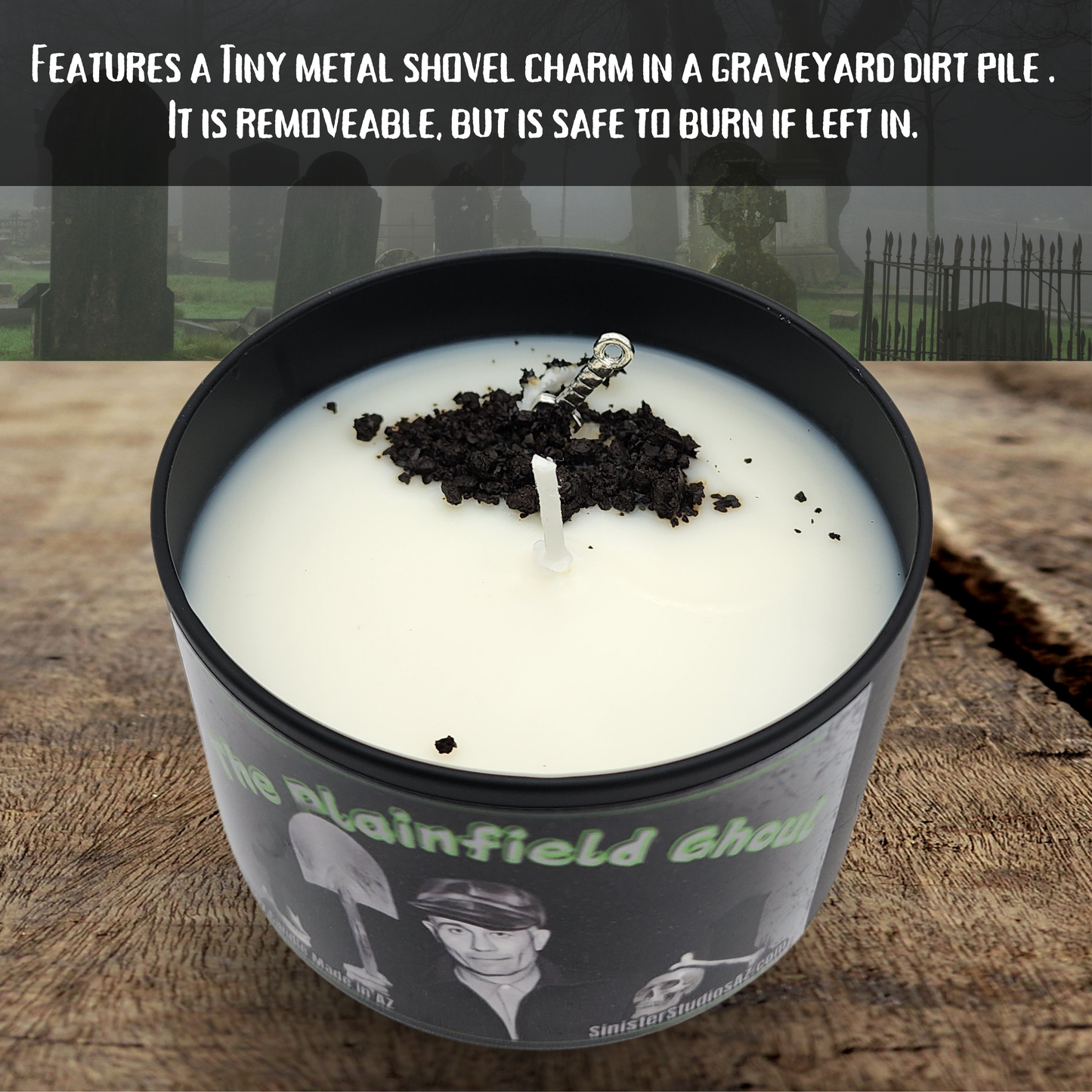The Plainfield Ghoul soy coconut wax candle leather scented candle serial killer Ed Gein candle housewarming gift true crime home decor gift for her