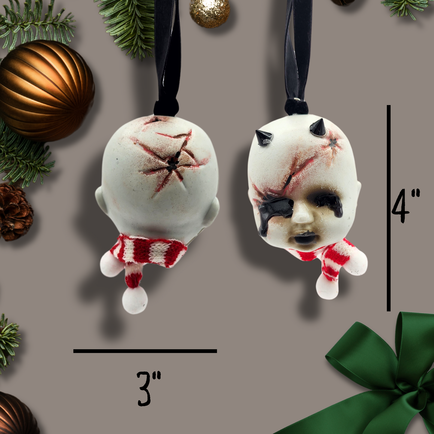 Devil Zombie Baby Ornament Creepmas Ornament Gothic Christmas Ornament punk rock holiday decor Gothmas ornament gift for horror fan