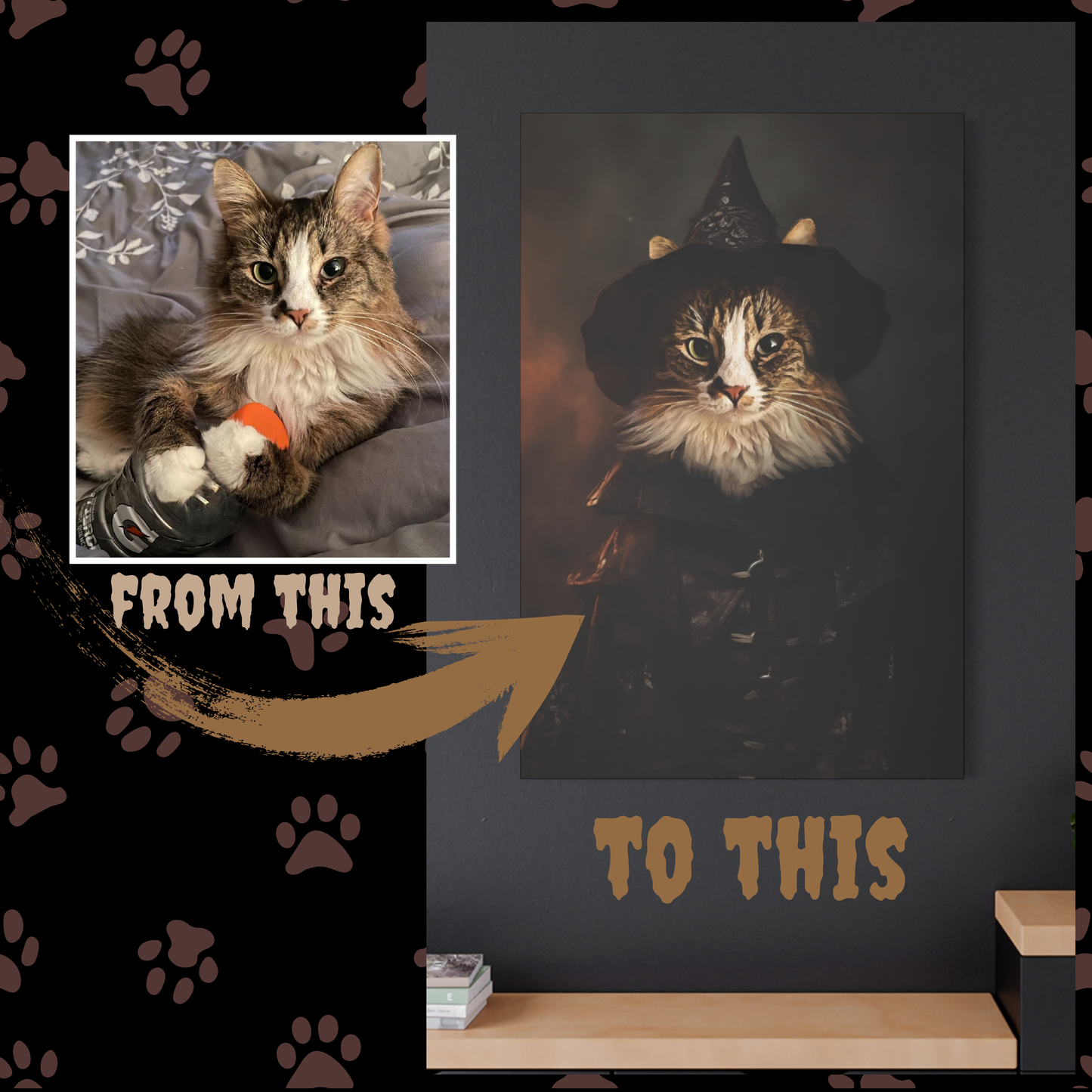Salem Witch Custom Creepy Pet Portrait Personalized Horror Pet portrait digital download creepy witch pet portrait gift for her