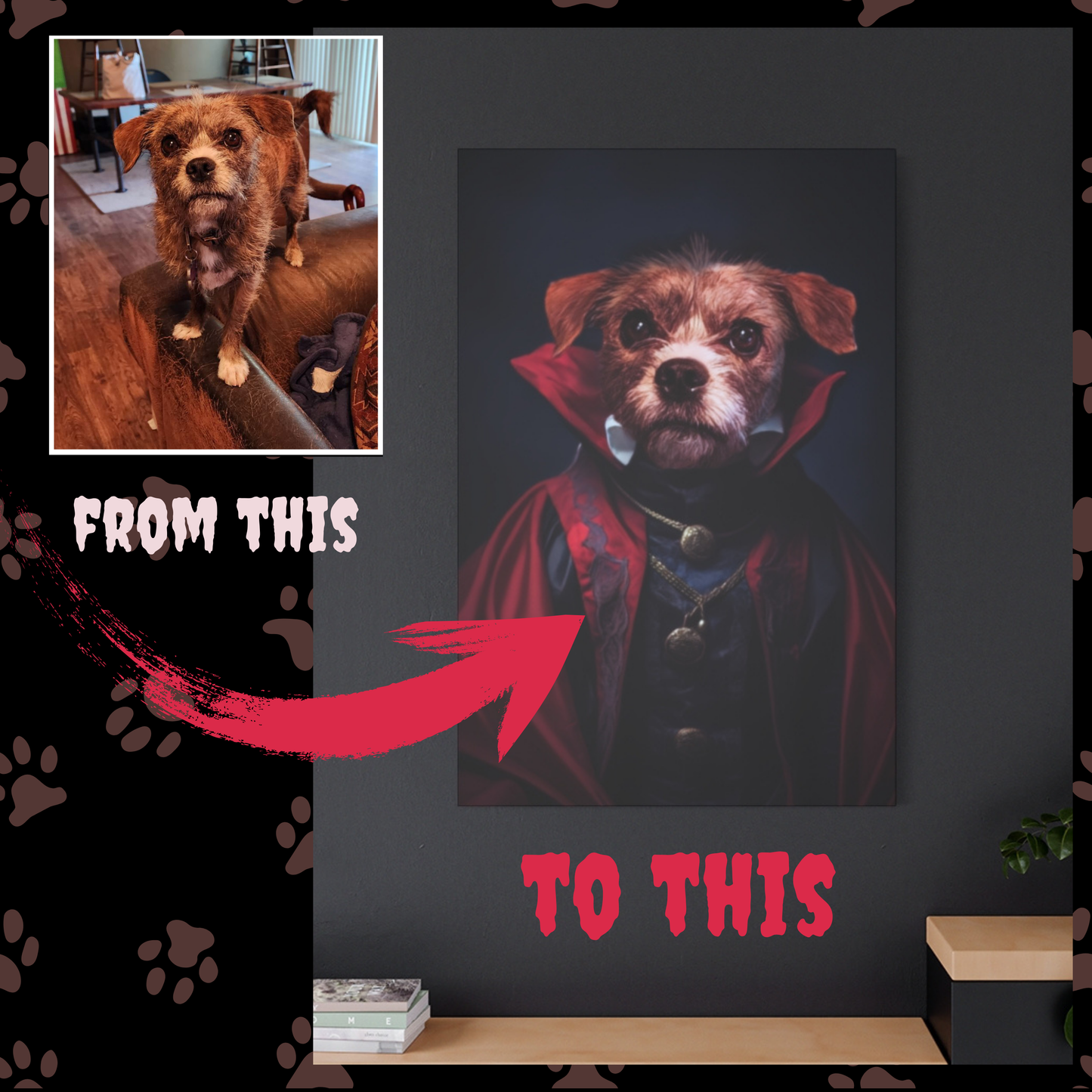 Dracula Custom Creepy Pet Portrait Personalized Horror Pet portrait digital download creepy vampire pet portrait gift for her