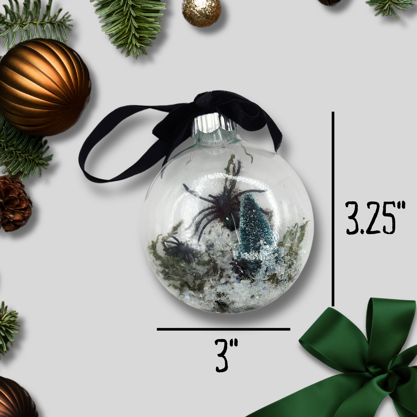 Spider Terrarium Glass Ornament Creepmas Ornament Gothic Christmas Ornament halloween holiday decor Gothmas ornament gift for horror fan