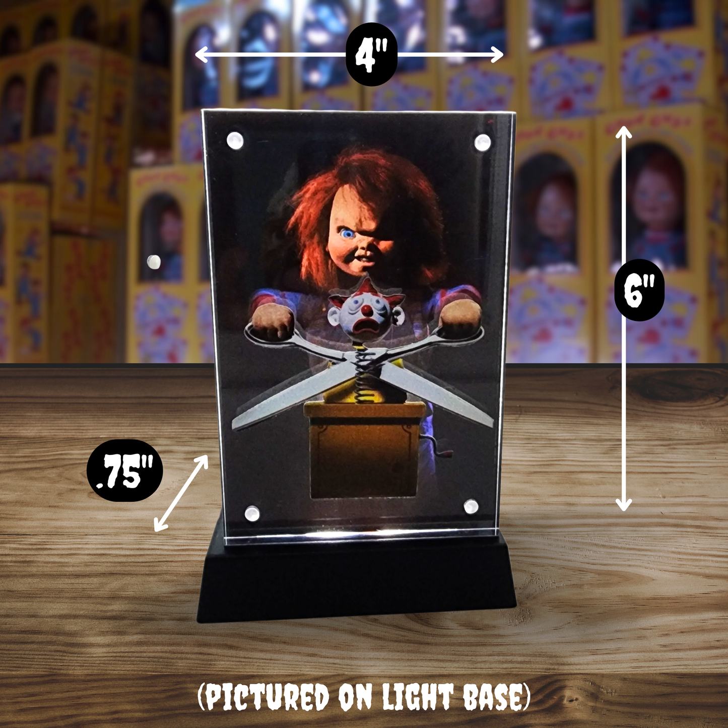 Chucky 3D Effect Acrylic | Child’s Play Horror Scene Display | Killer Doll Layered Art | Light Base or Tealight Add-On