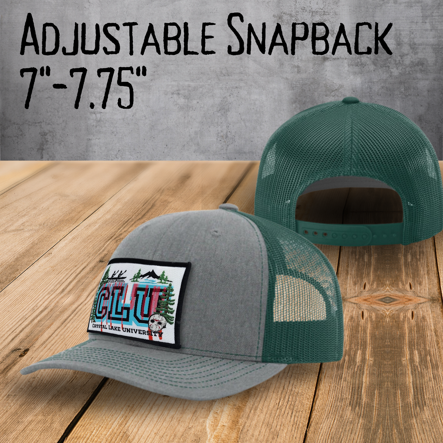 Crystal Lake University Trucker hat horror snapback hat for her Friday the 13th Jason Voorhees ballcap for him horror fan gift college trucker hat