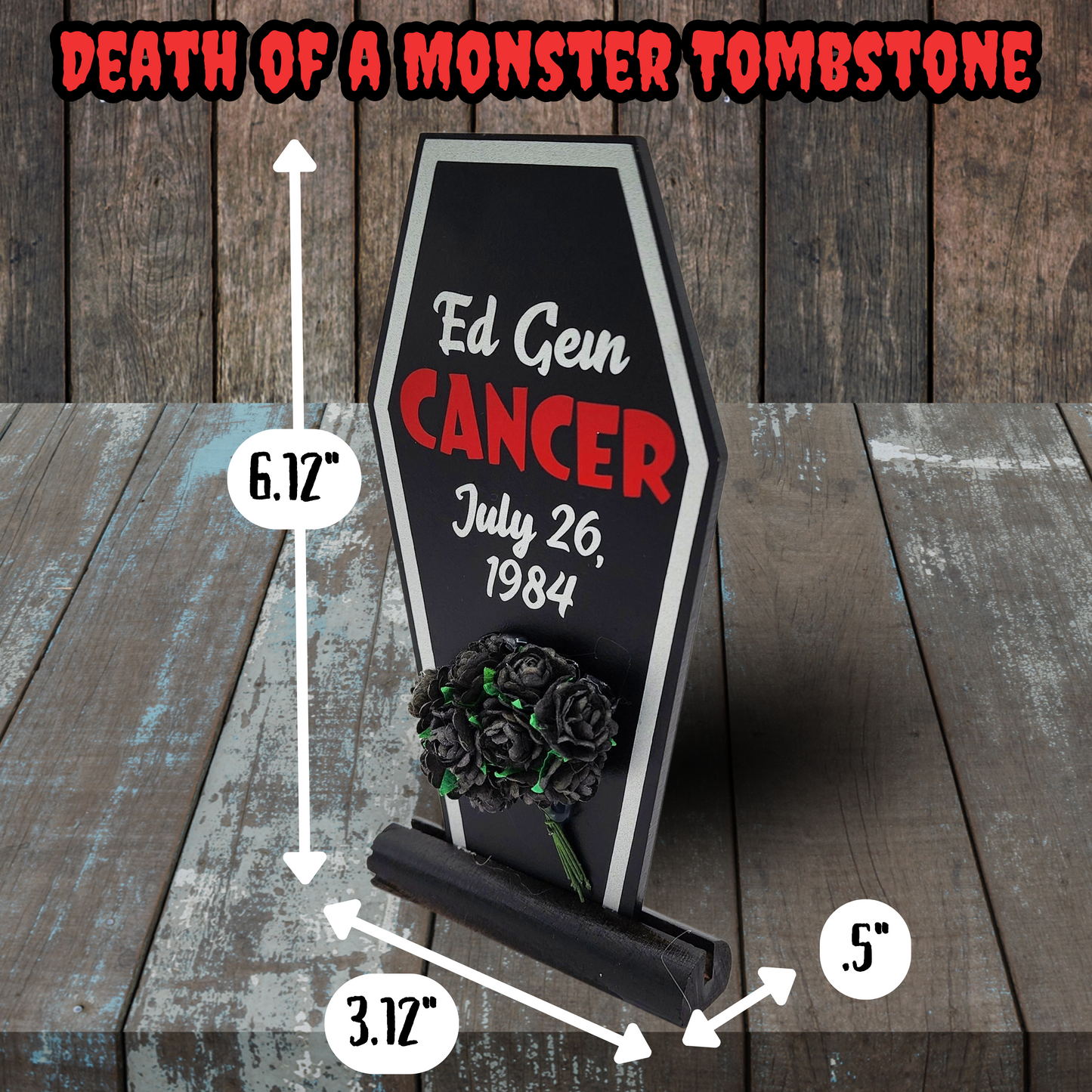 Death of a Monster Tombstone true crime serial killer gift for her true crime home decor gift for him horror dark gift