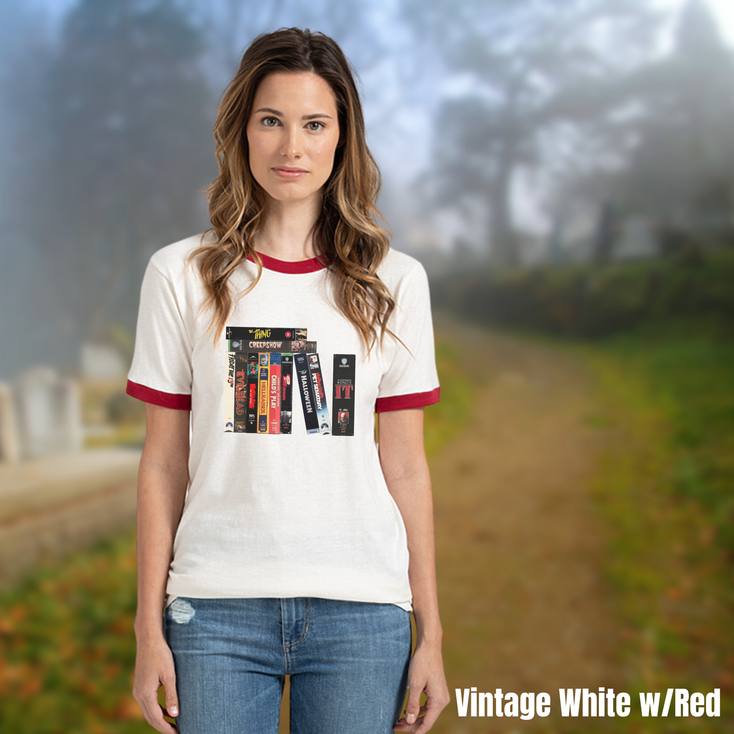 Retro Horror VHS Ringer Tee 80s horror tee gift for her horror fan ringer tee for him horror movie fan shirt