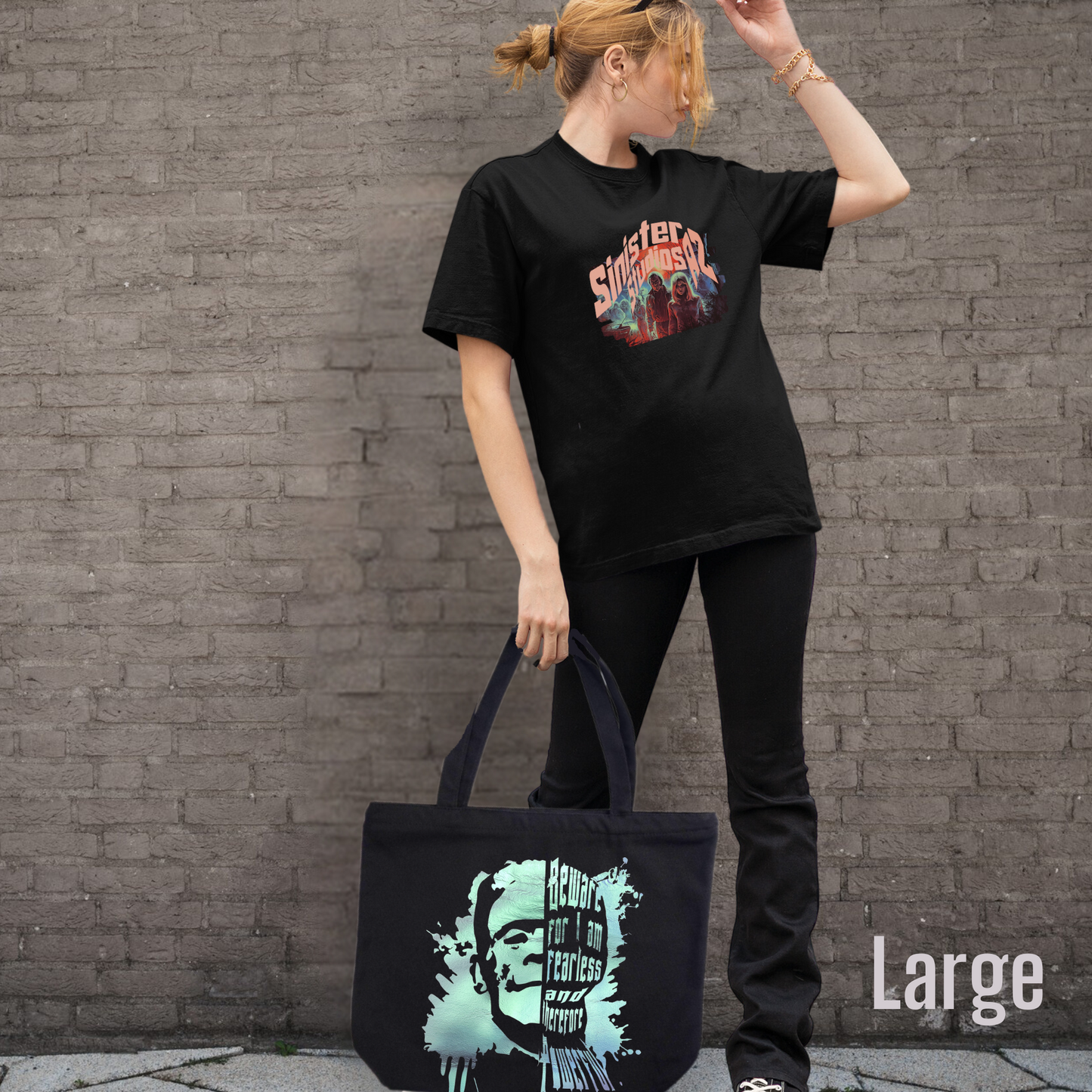 Fearless Frank Zipper Tote | Frankenstein Gothic Bag | Horror Quote Canvas Tote with Zipper