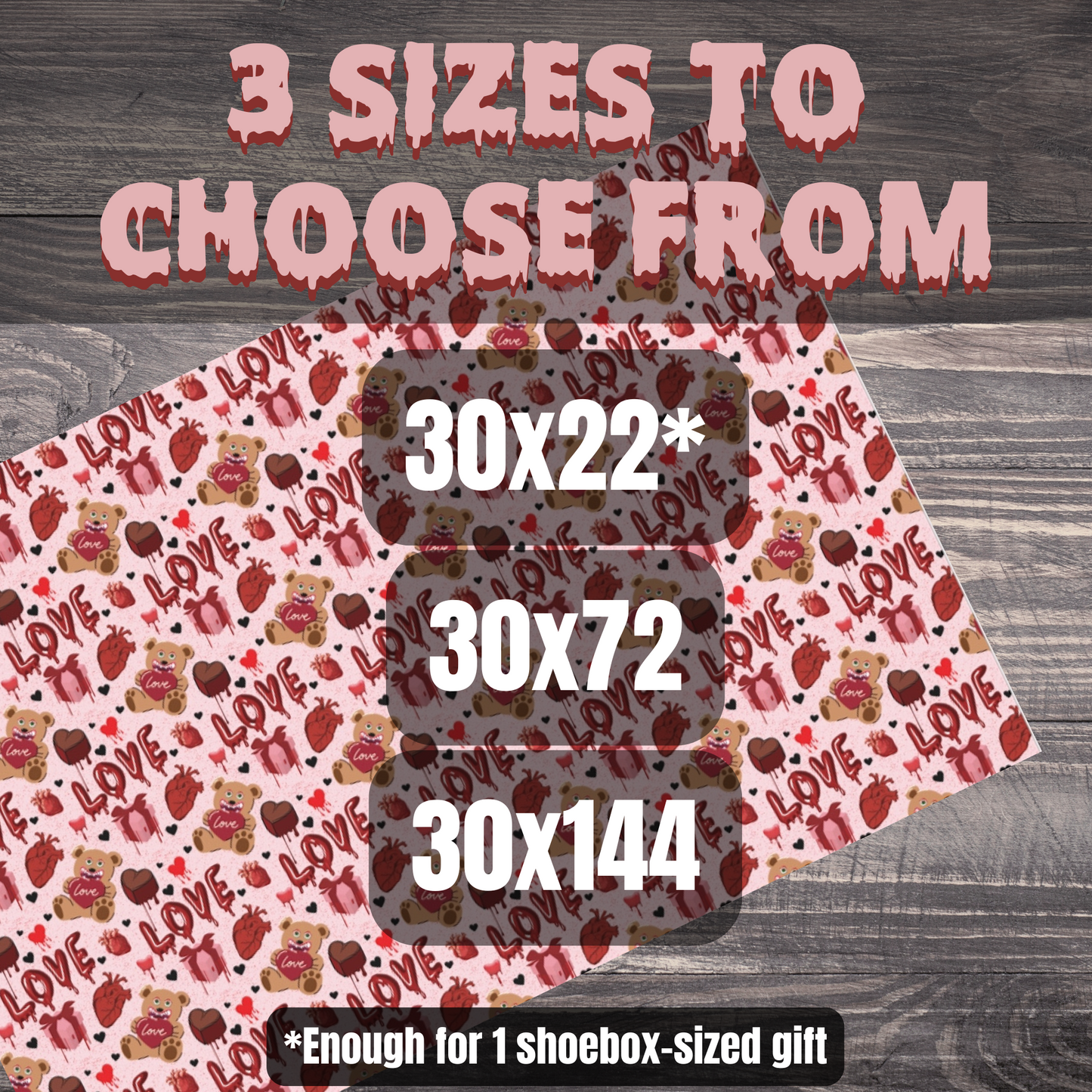 My Bloody Valentine Gift Wrap | Gothic Valentine Wrapping Paper | Creepy Cute Horror Love Wrap