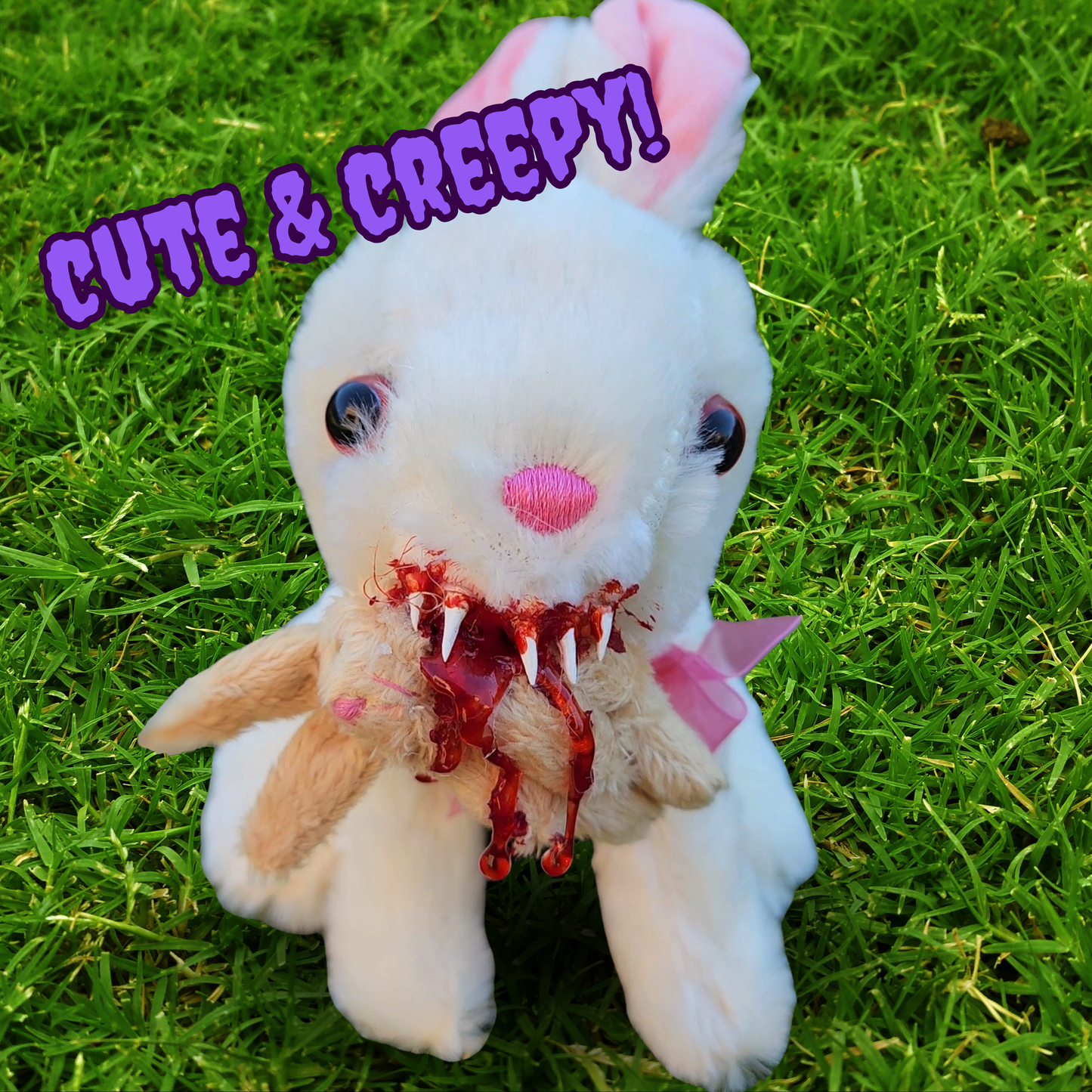 Bad Bunny Plush – Creepy Horror Rabbit Stuffed Animal, Cute Yet Sinister Bloodthirsty Bunny for Horror Fans & Unique Gifts