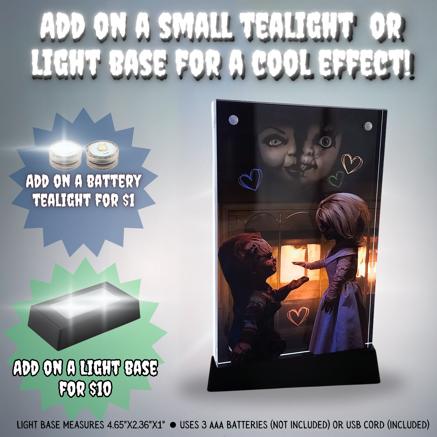 Chucky and Tiffany 3D effect Layered acrylic magnetic image Childsplay movie gift magnetic photo frame horror decor photo acrylic gift for horror fan