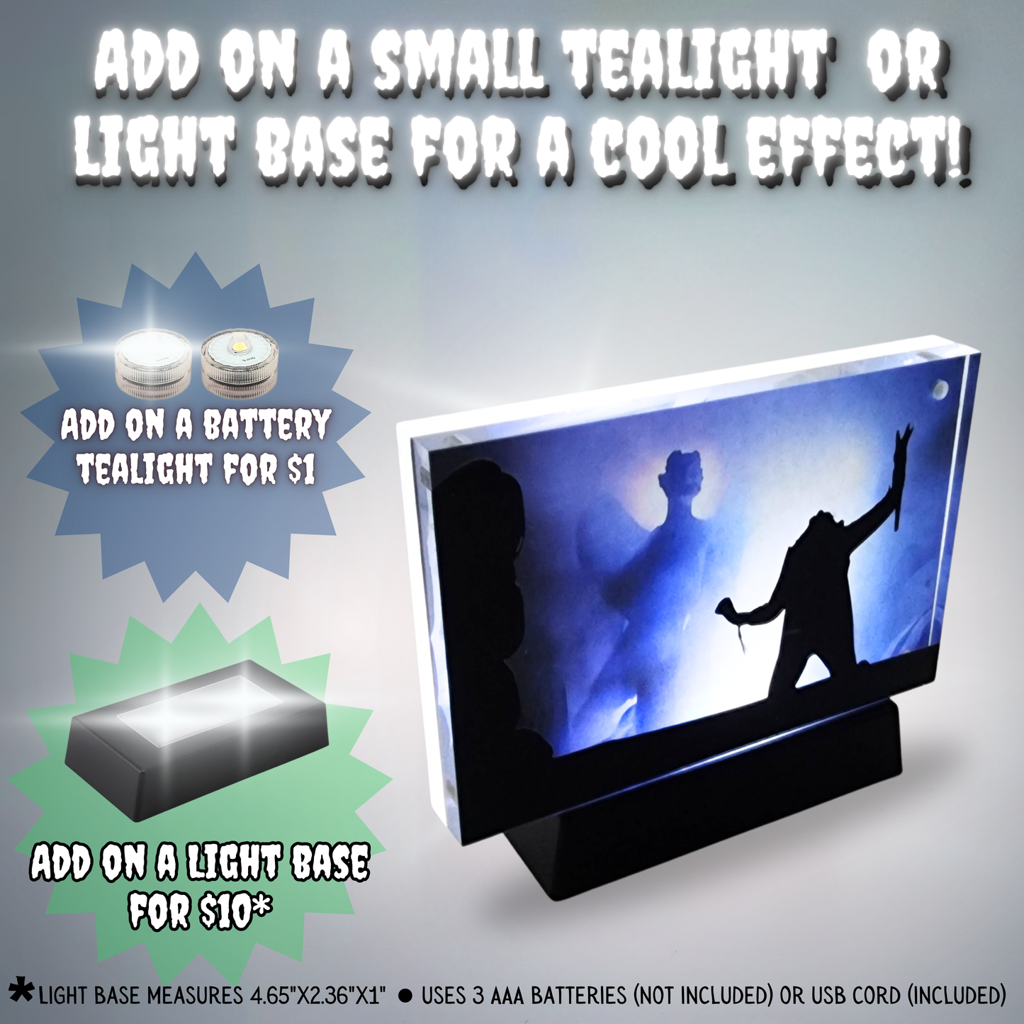 Pazuzu 3D Effect Acrylic | The Exorcist Horror Scene Art | Regan Possession Shadow Display | Light Base or Tealight Add-On
