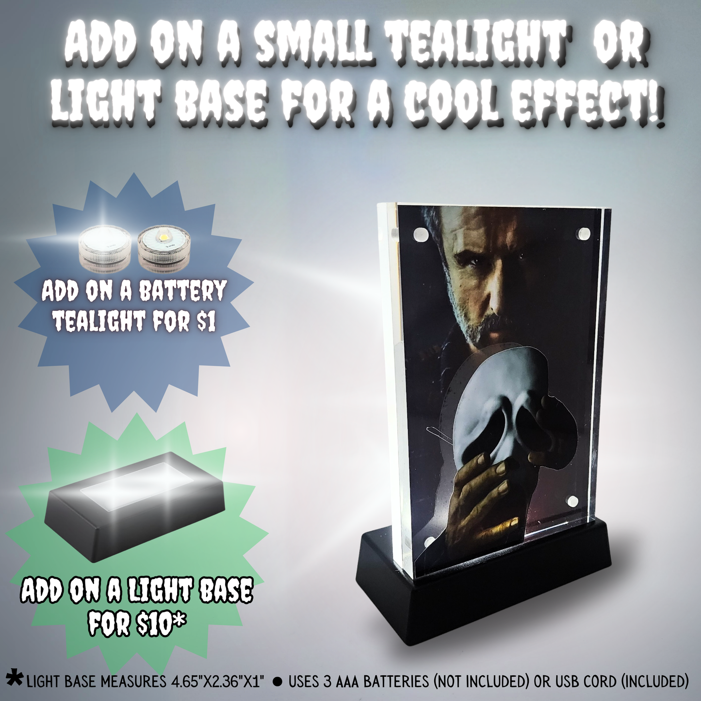 Dewey Ghostface 3D Effect Acrylic | Scream Franchise Horror Display | Layered Scene Art | Preserve Autographs | Light Base Option