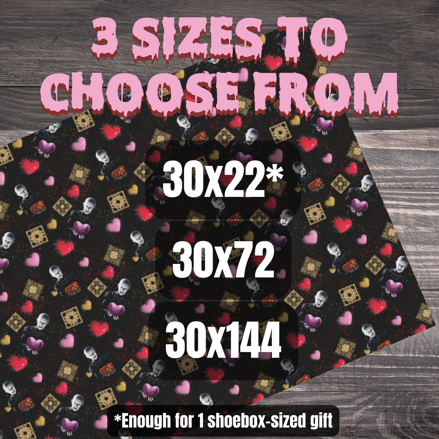 Pinhead Love Gift Wrap | Horror Valentine Wrapping Paper | Hellraiser-Inspired Creepy Cute Gift Wrap
