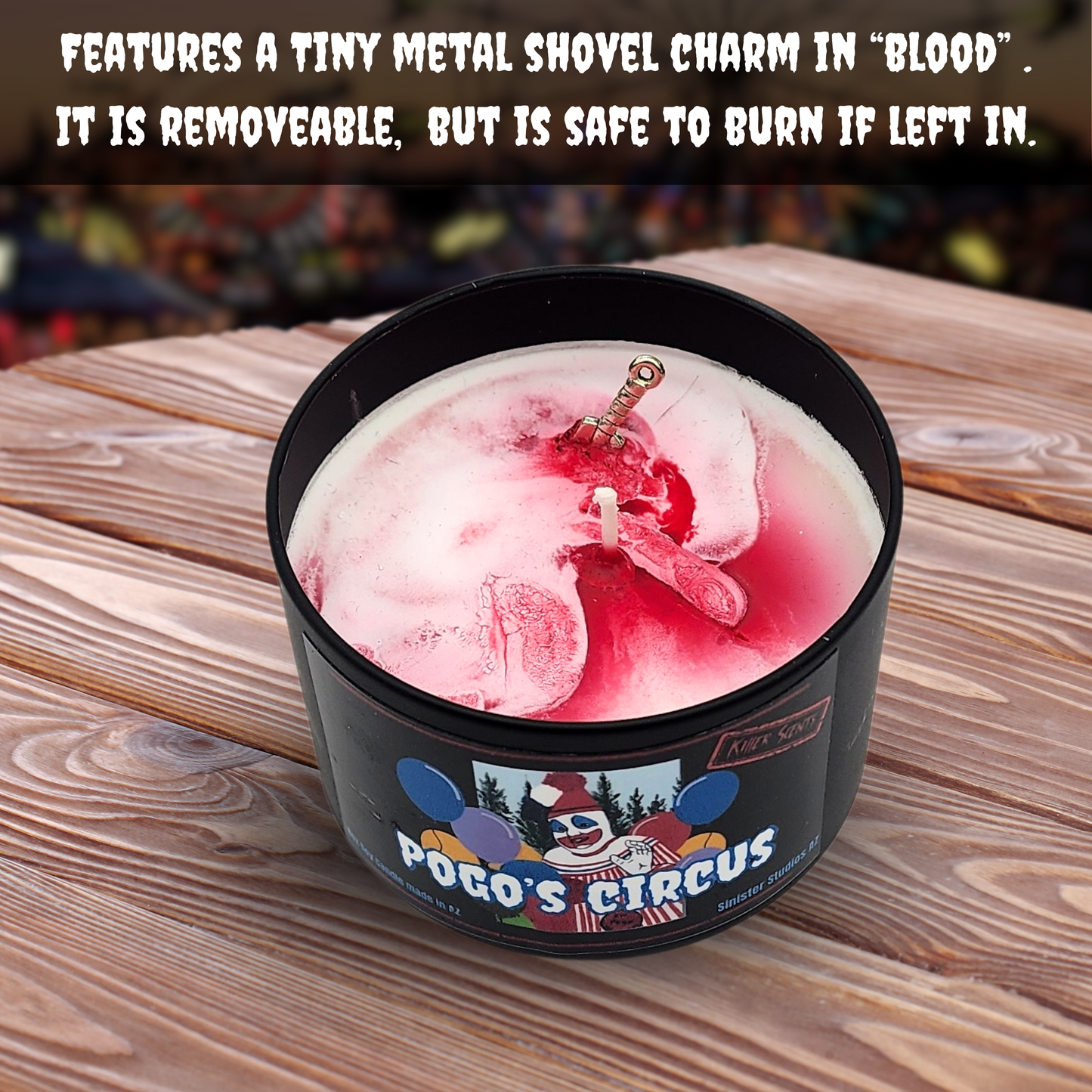 Pogo's Circus Candle – Sugary Berries & Cream Scented Soy & Coconut Wax, John Wayne Gacy-Inspired Horror Decor