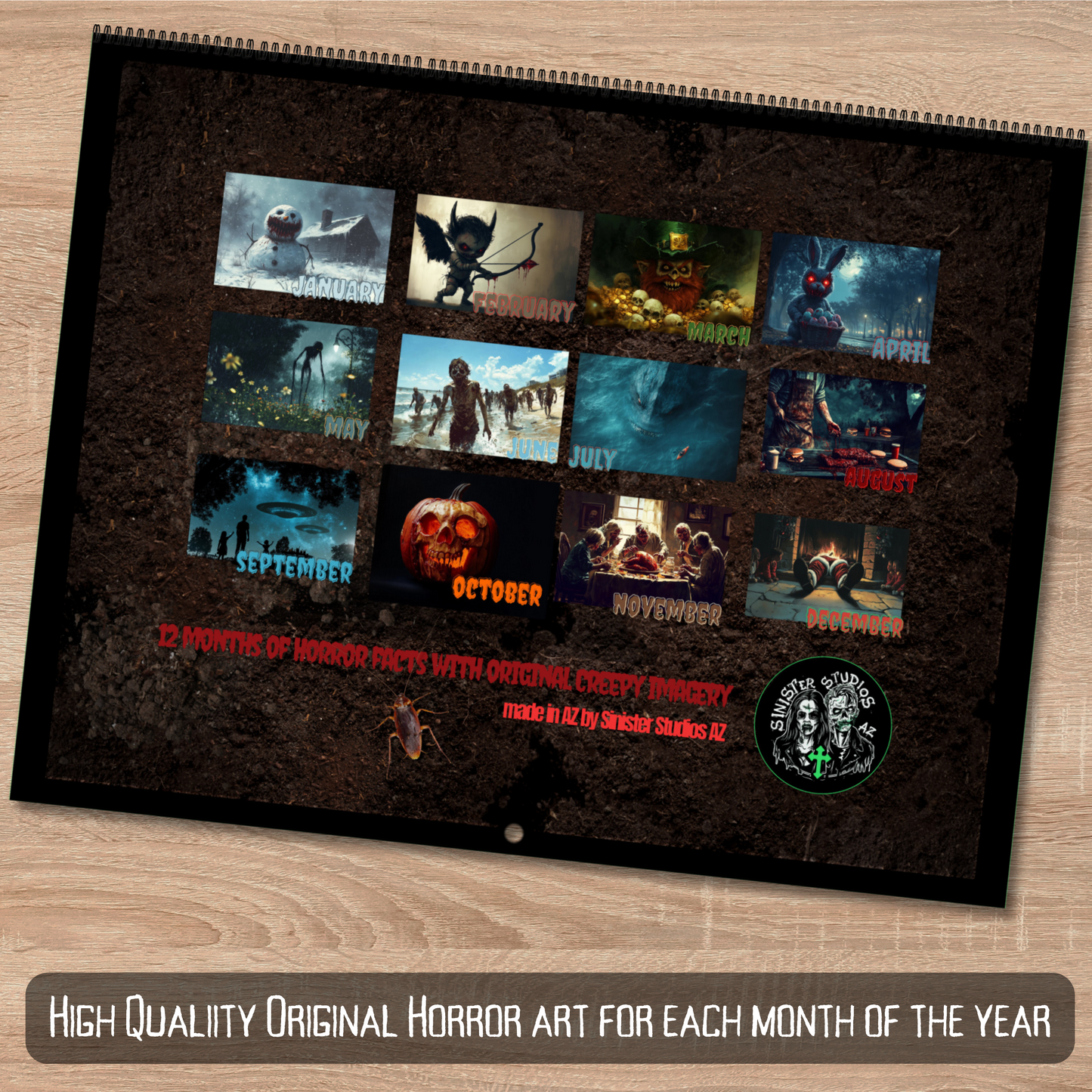 Year of Horror 2025 Wall Calendar horror gift Christmas gift for horror fan horror facts calendar office gift