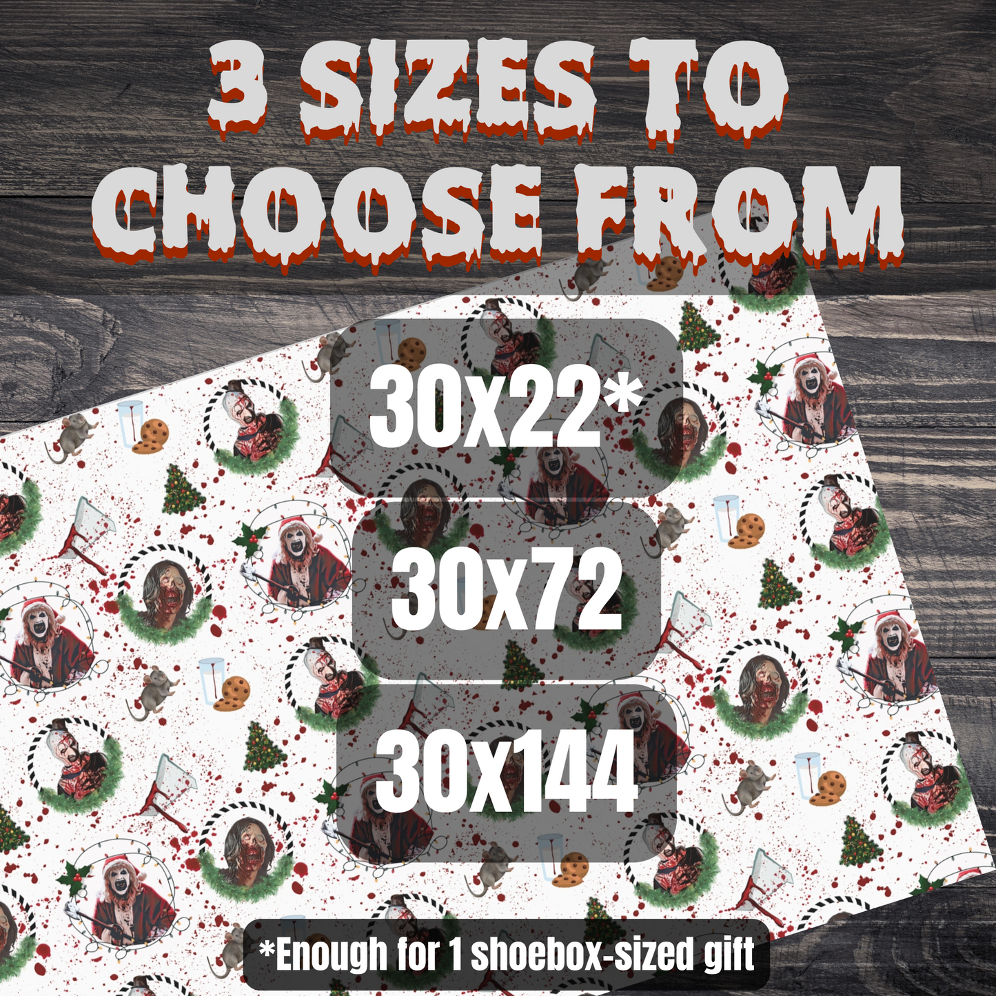 Art & Victoria Christmas Gift Wrap Terrifier gift Horror gift wrap creepy gothic gift wrap scary birthday gift wrap Art the clown gift gothic christmas Terrifier wrapping paper
