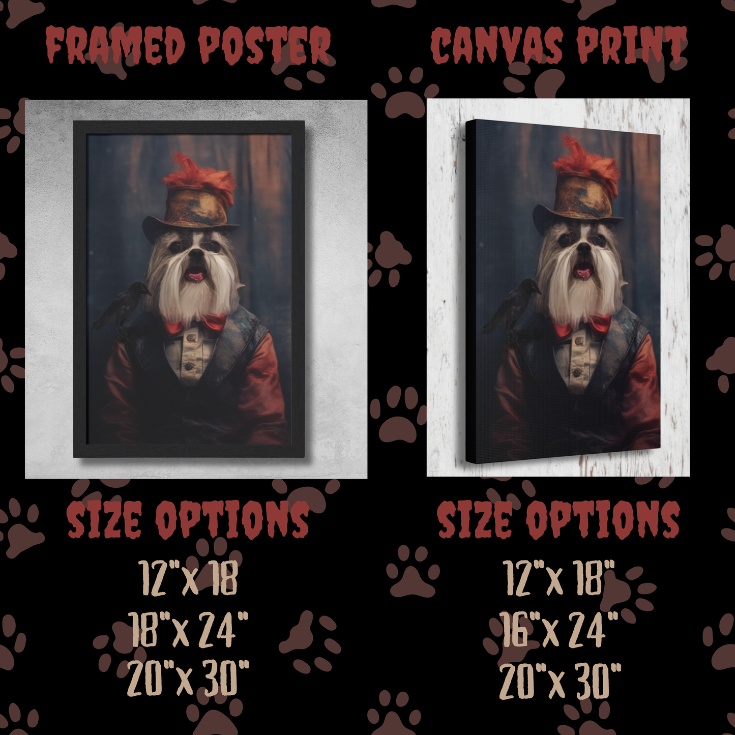 The Crow Performer Custom Creepy Pet Portrait Personalized Horror Pet portrait digital download creepy circus pet portrait gift for her